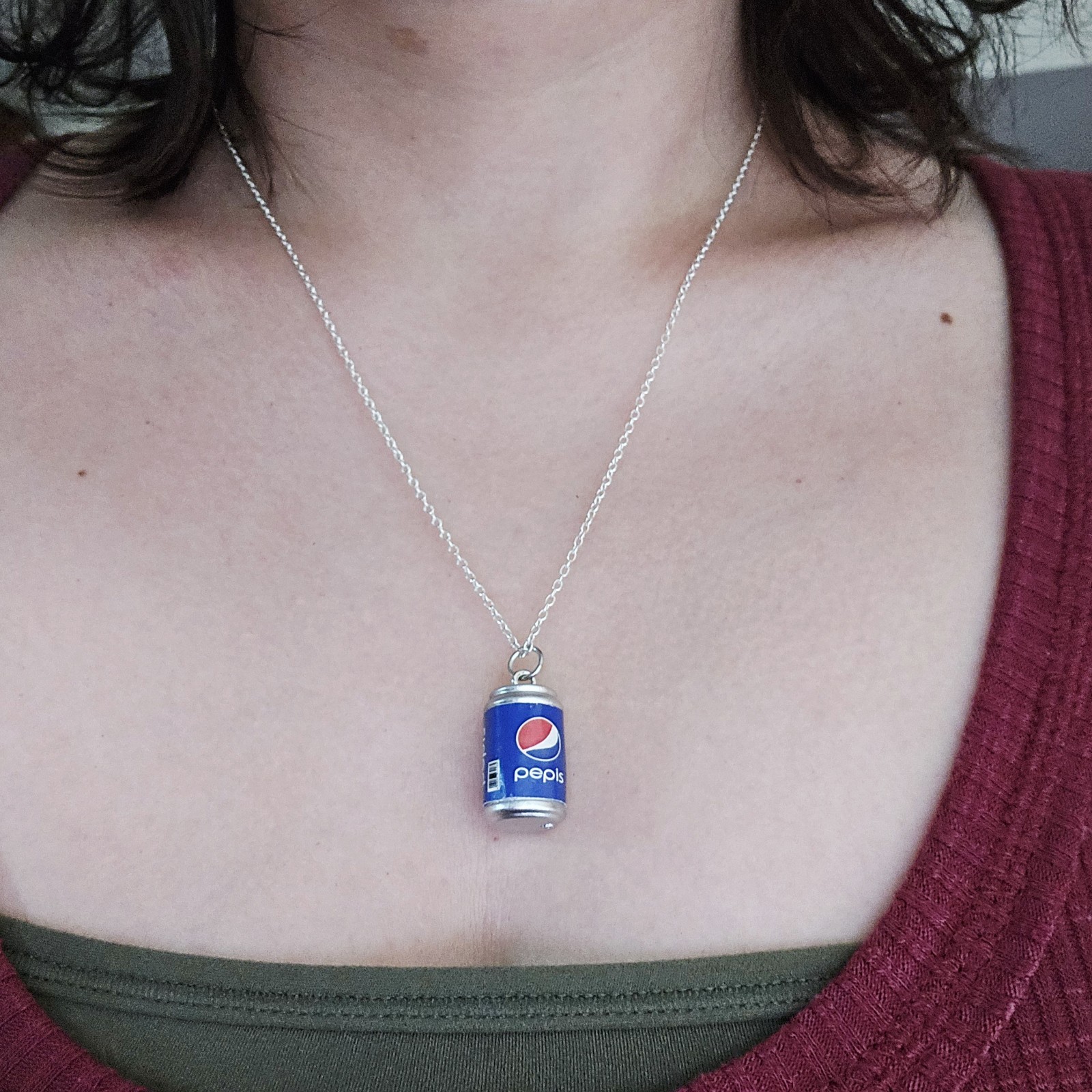 Dainty Silver Pepsi Pepis Necklace