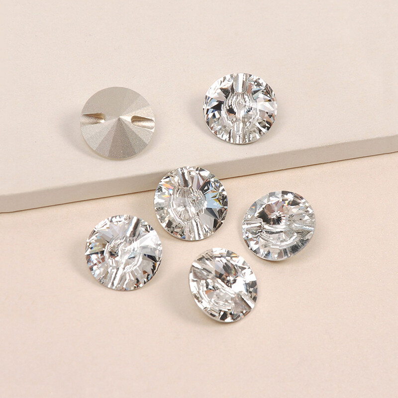 Crystal AB Clear Rivoli Glass Sew Buttons Decorative For Needlework Craft Sewing