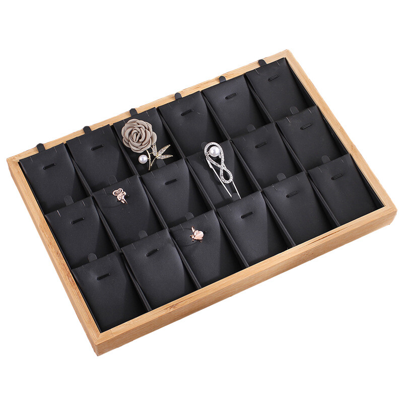 Bamboo Jewelry Display Tray Necklace Bracelet Ring Earring Organizer Showcase
