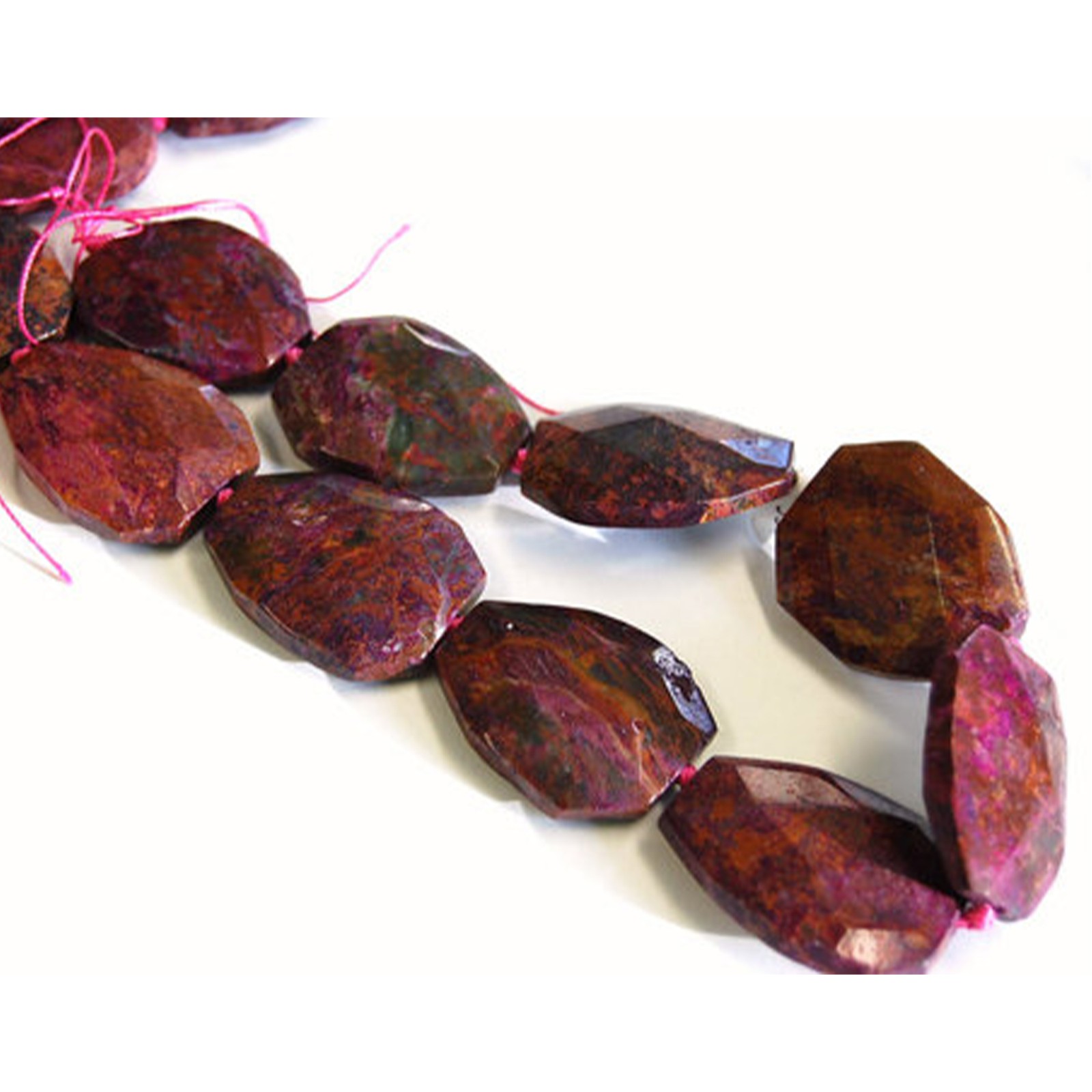 Green/Purple/Pink/Blue Jasper Faceted Teardrop Beads Approx 30x40mm 15.5″ Strand