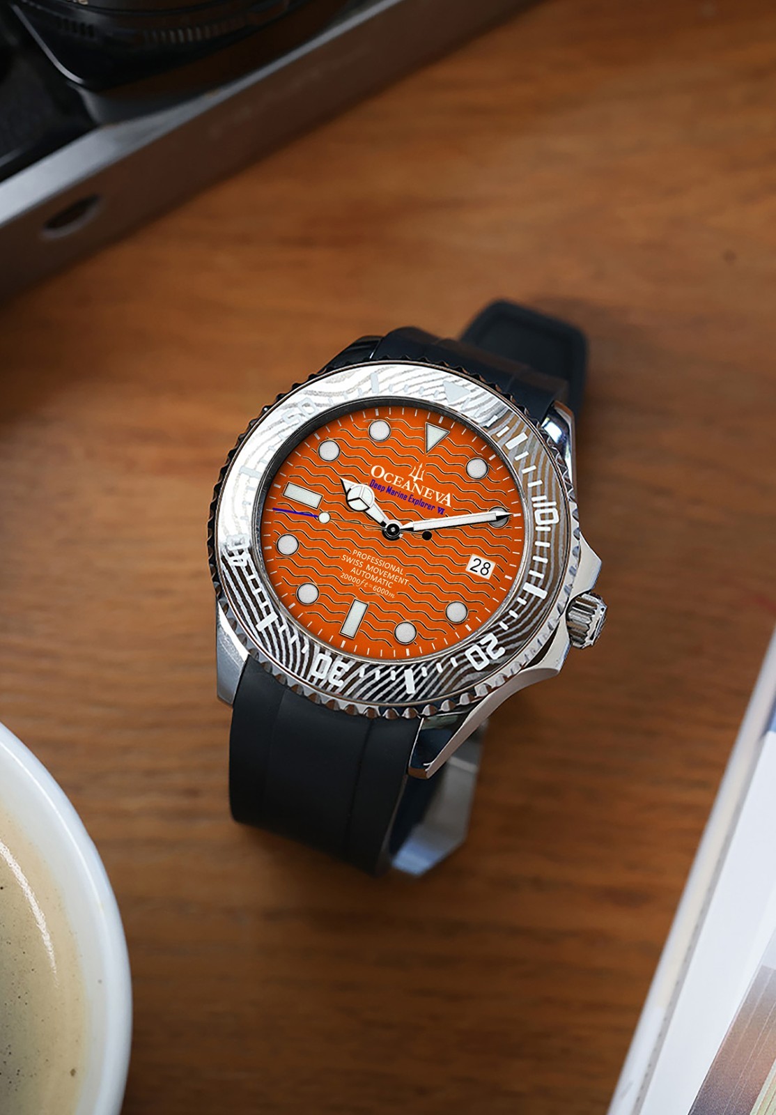 Oceaneva 6000m Grade 5 Titanium AUTOMATIC Watch SWISS MOVEMENT Orange