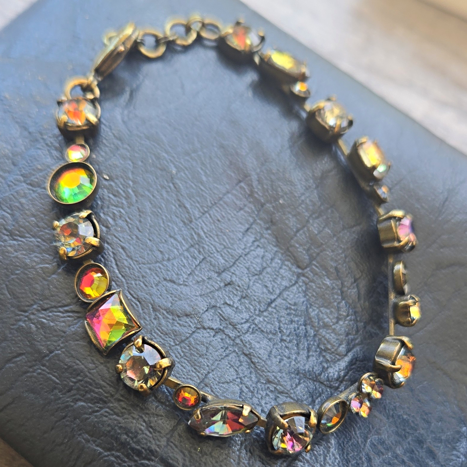 Vintage Gold Tone Multicolor Bracelet Lobster Clasp