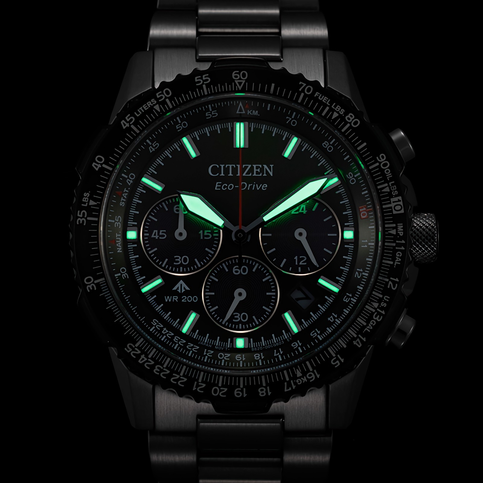 Citizen Promaster Navihawk CA4664-60W Eco-Drive Green Dial Chronograph Men Watch
