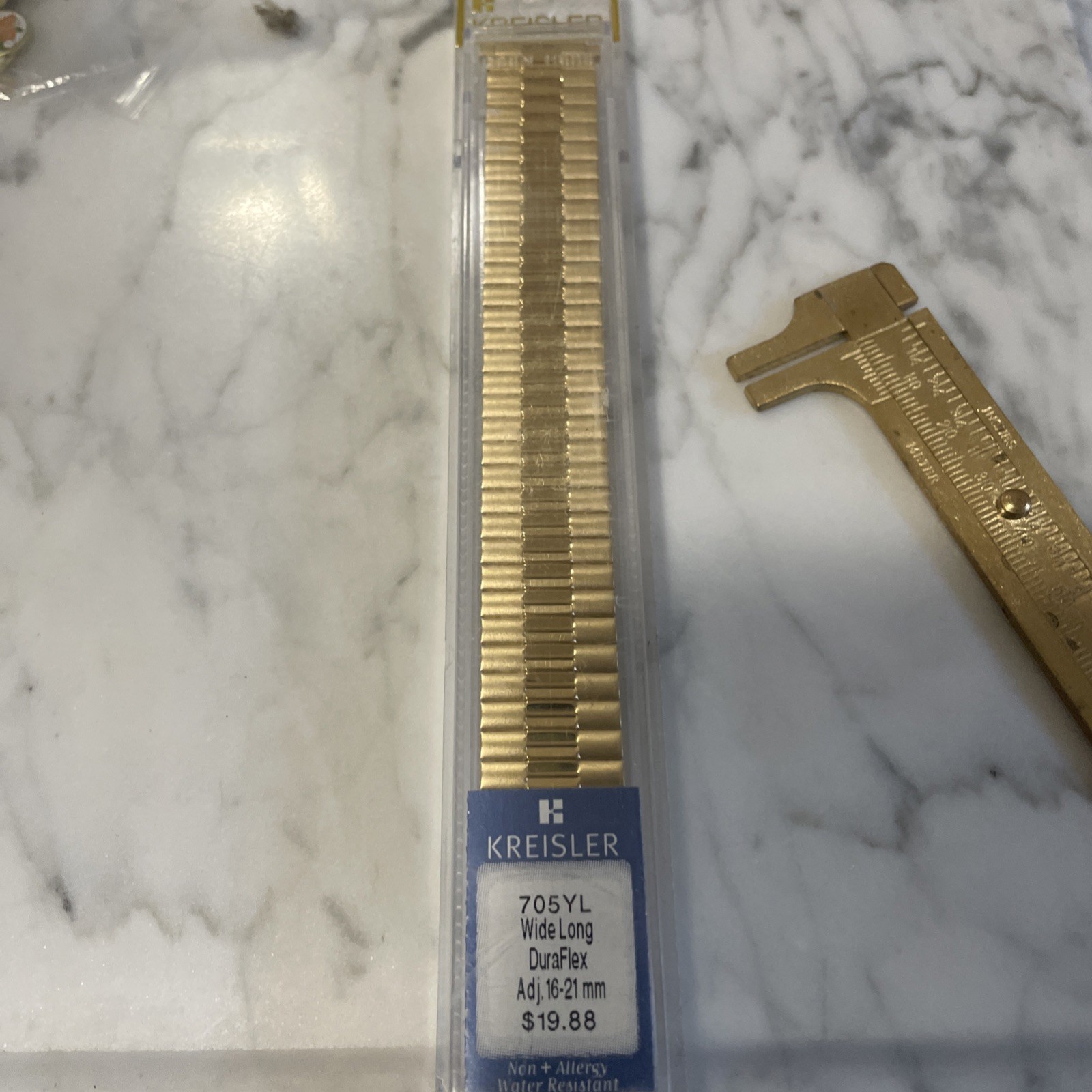 16-21mm Kreisler Gold Tone Stainless Mens Dura Flex Band Wide Long 705YL