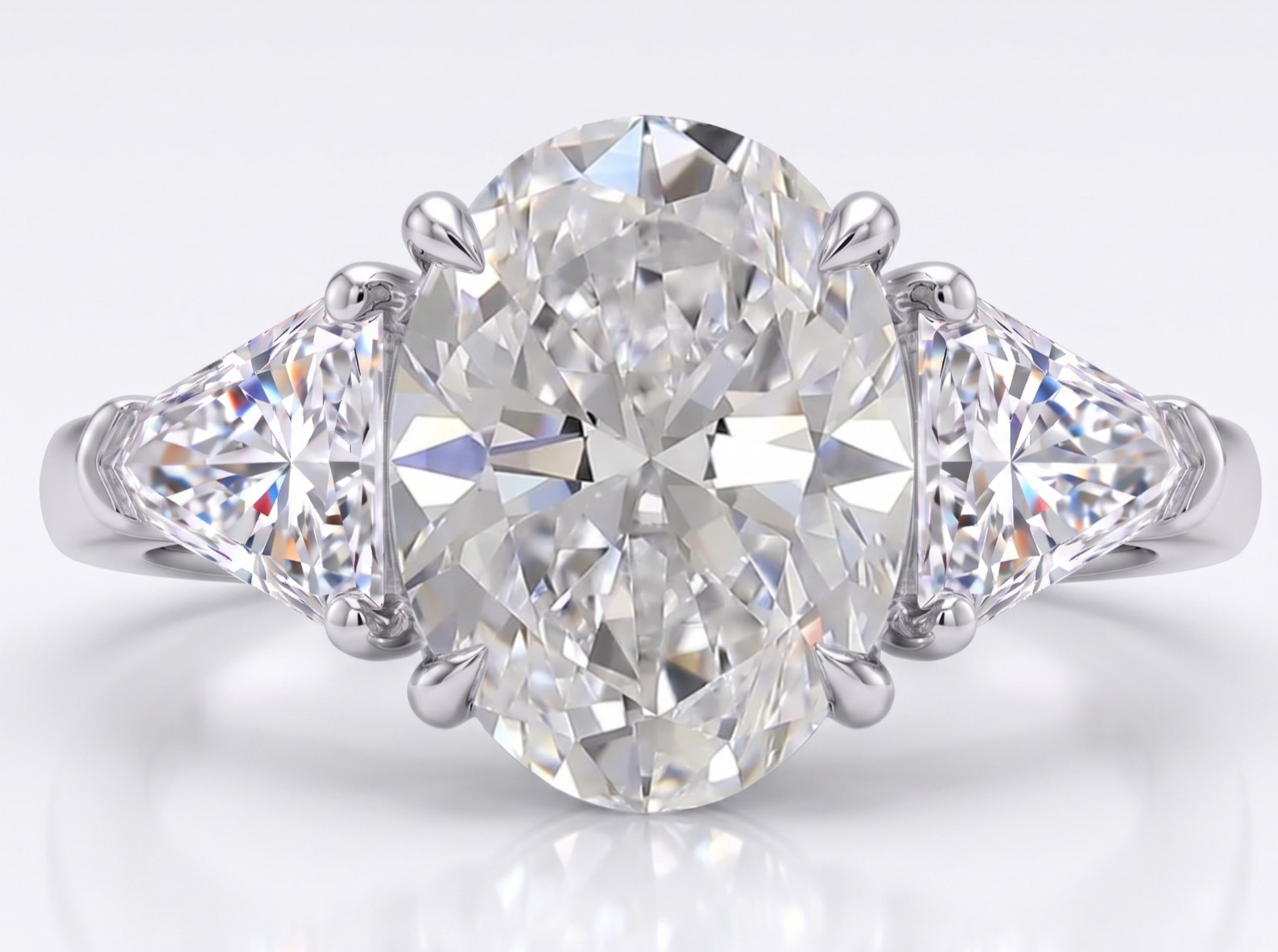 RARE 5.00 Ct Certified Oval Shape Natural White Diamond Ring White Gold Finish