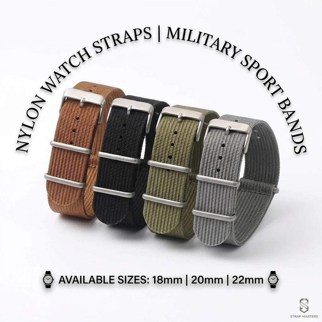 Nylon Watch Strap 18mm 20mm 22mm Military Sport Band Replacement