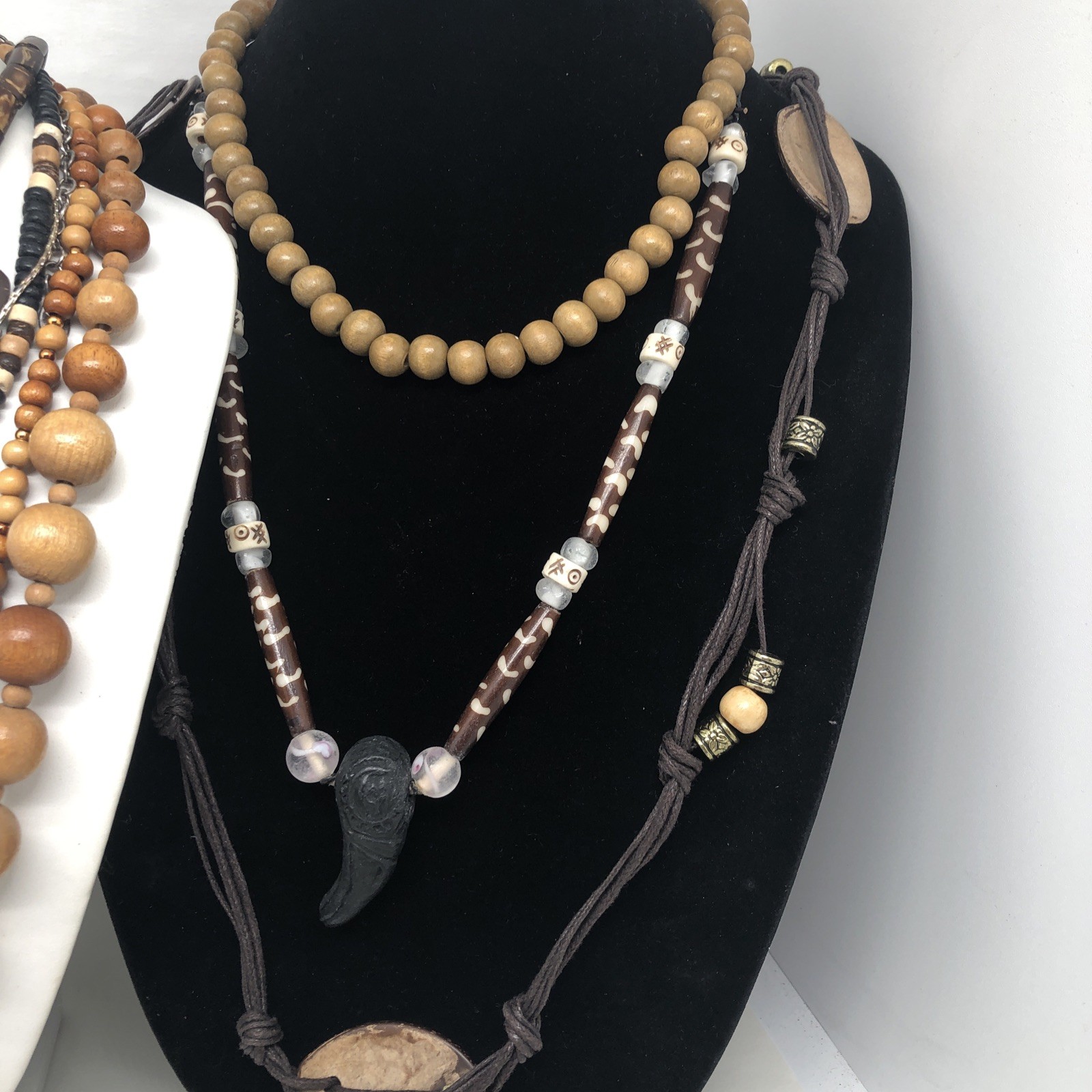 Earth Tone Boho Brown Wood Beaded Jewelry Lot Necklace Bracelet Earring
