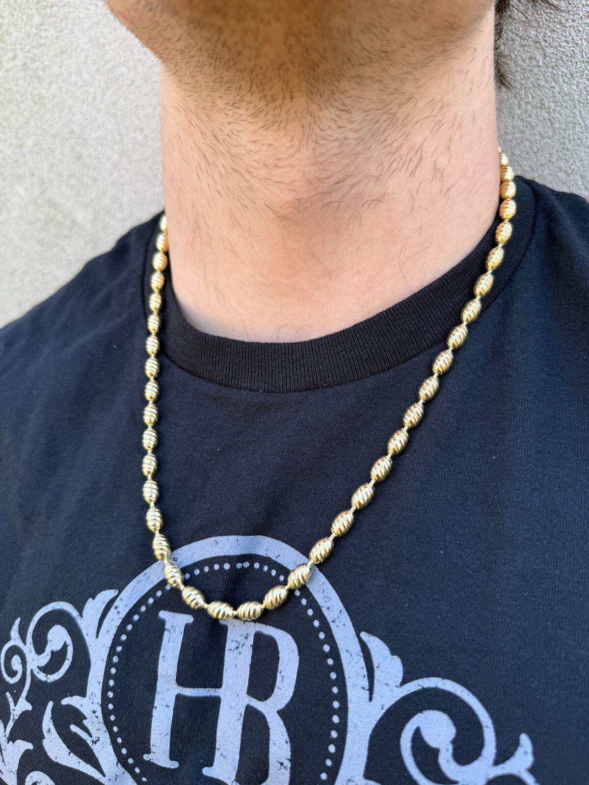 6mm Ball Bead Chain Custom Infinity Link Mens Necklace 14k Gold Over 925 Silver
