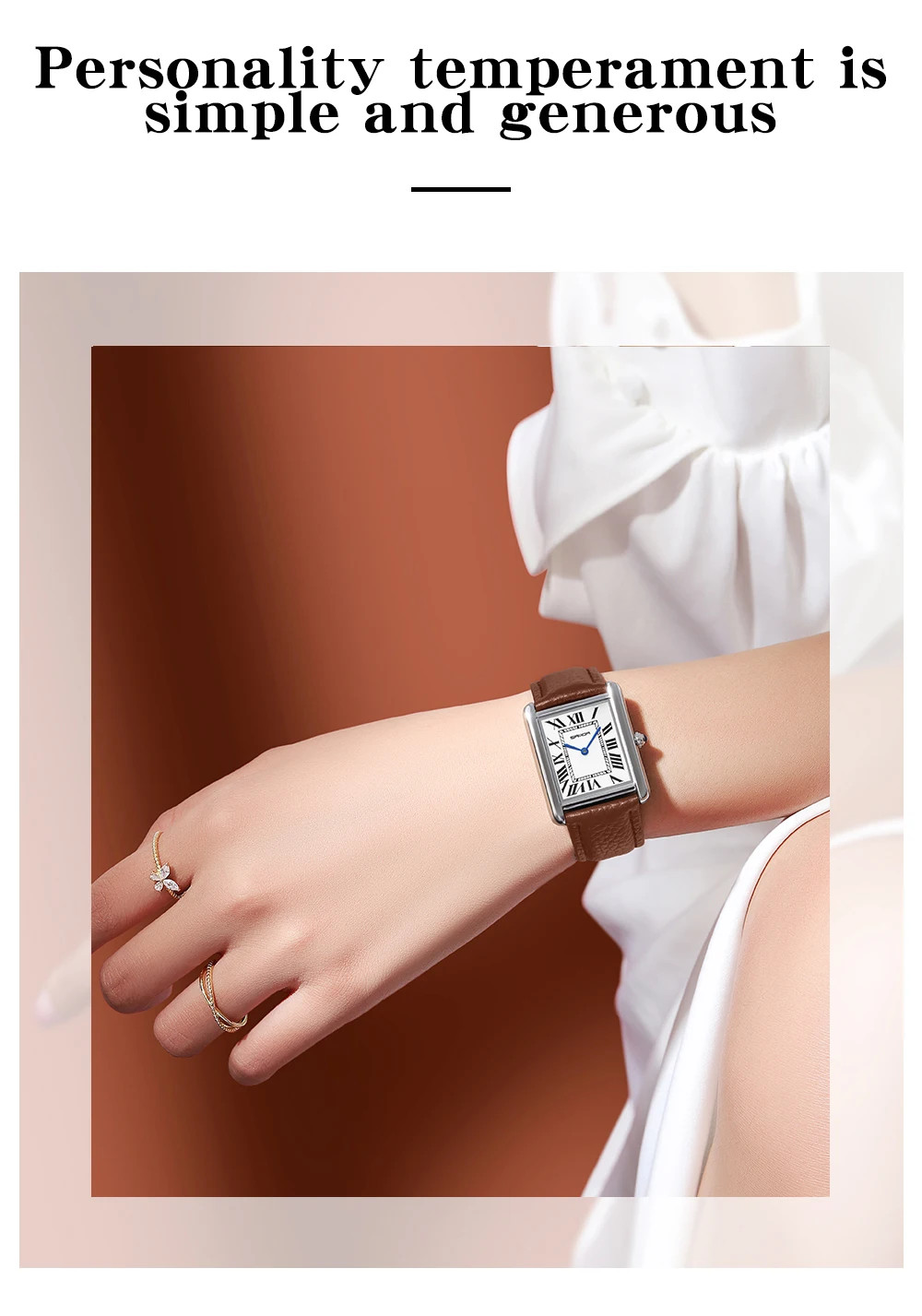 Fashion Roman Time scale 1108 Rectangular Couple Frank Watch Silver Luxur
