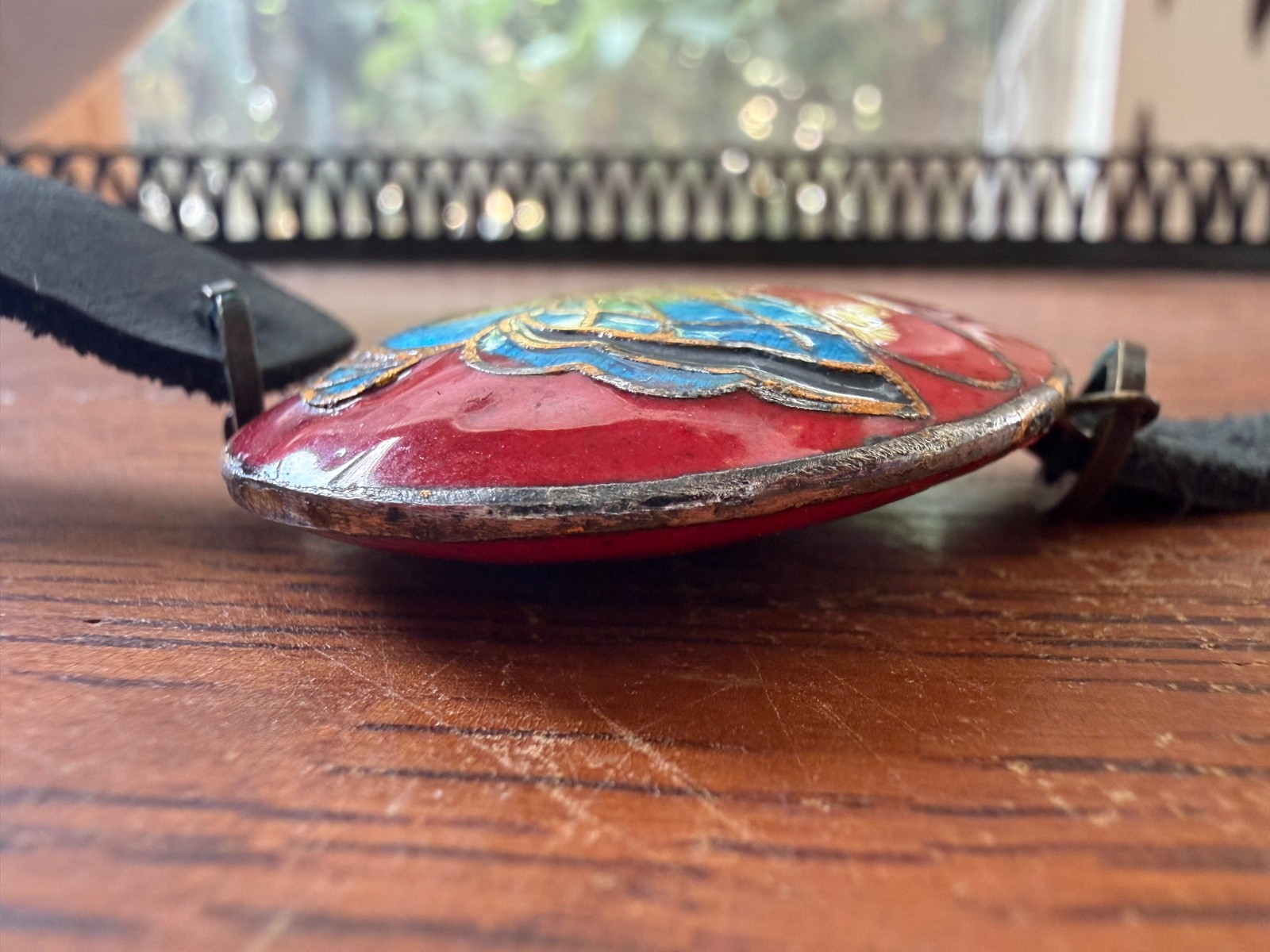 Bonnie Jonas Enamel Butterfly Bracelet Leather Strap Artisan NYC Y2K