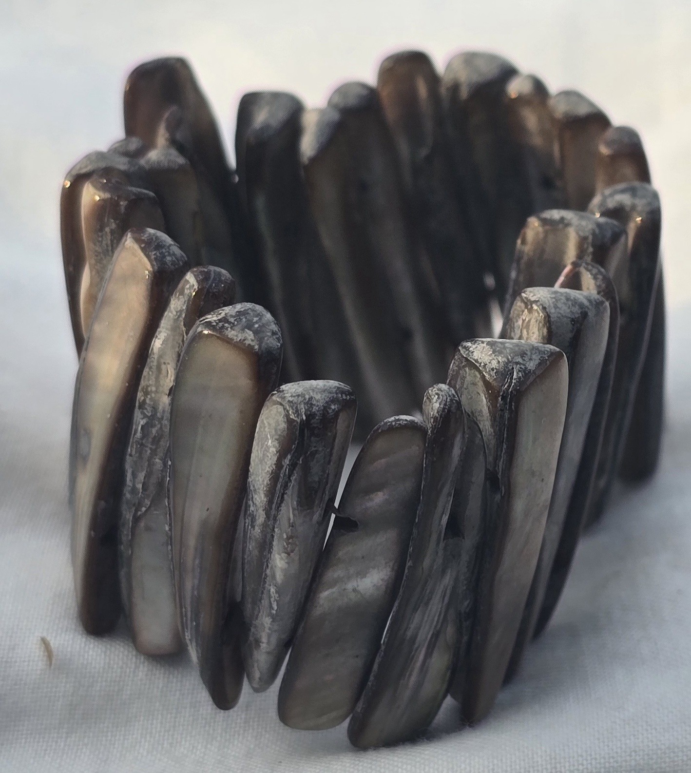 Abalone Shell Stretch To Fit Wide Elastic Sea Shell Cuff Mother Of Pearl Bangle