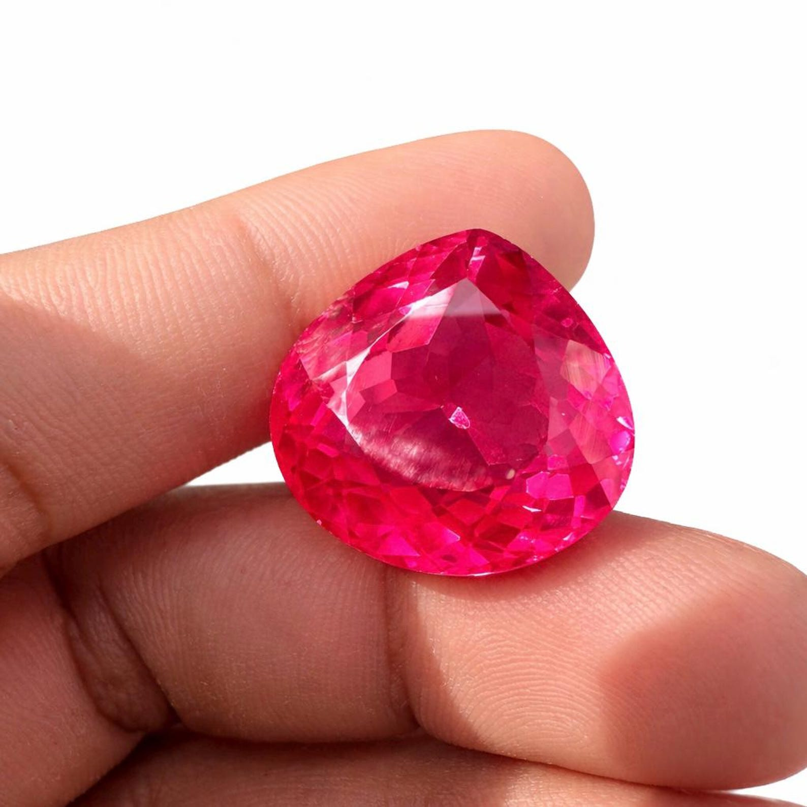 46.35 Ct+ 20×20 MM GIE Certified Natural Pink Sapphire Pear Cut Loose Gems F04