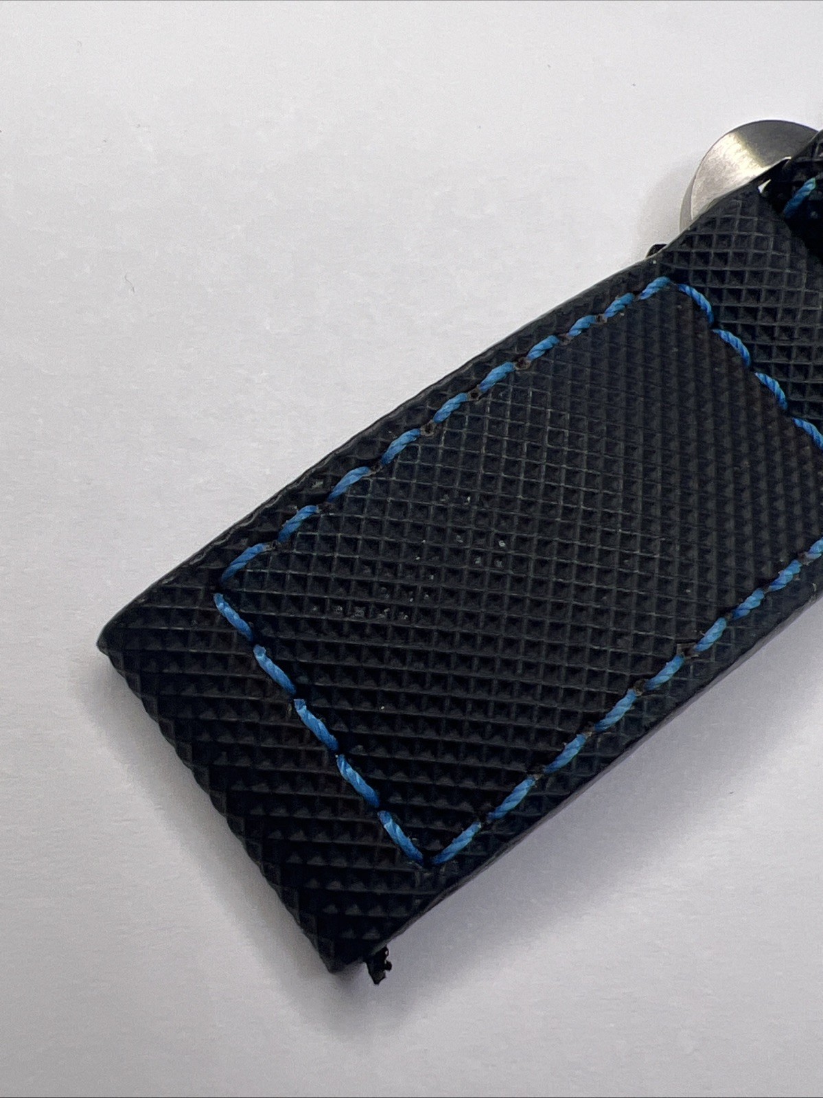 Panerai 22mm Black & Blue Nylon Rubber Diver Watch Strap Band Satin Steel Clasp