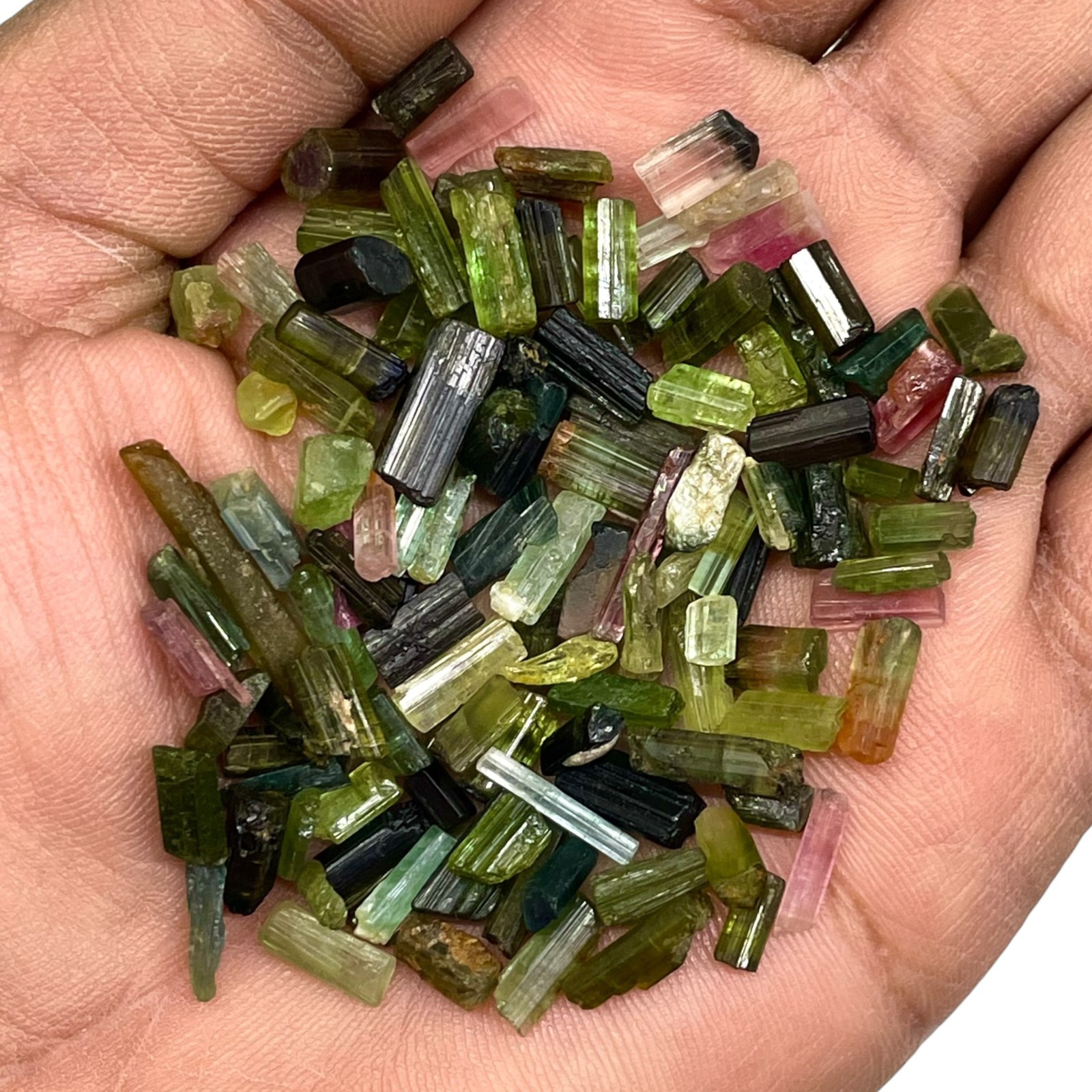 120 Pcs Natural Tourmaline 5-21mm Multi Color Rough Stick Loose Gemstones Lot