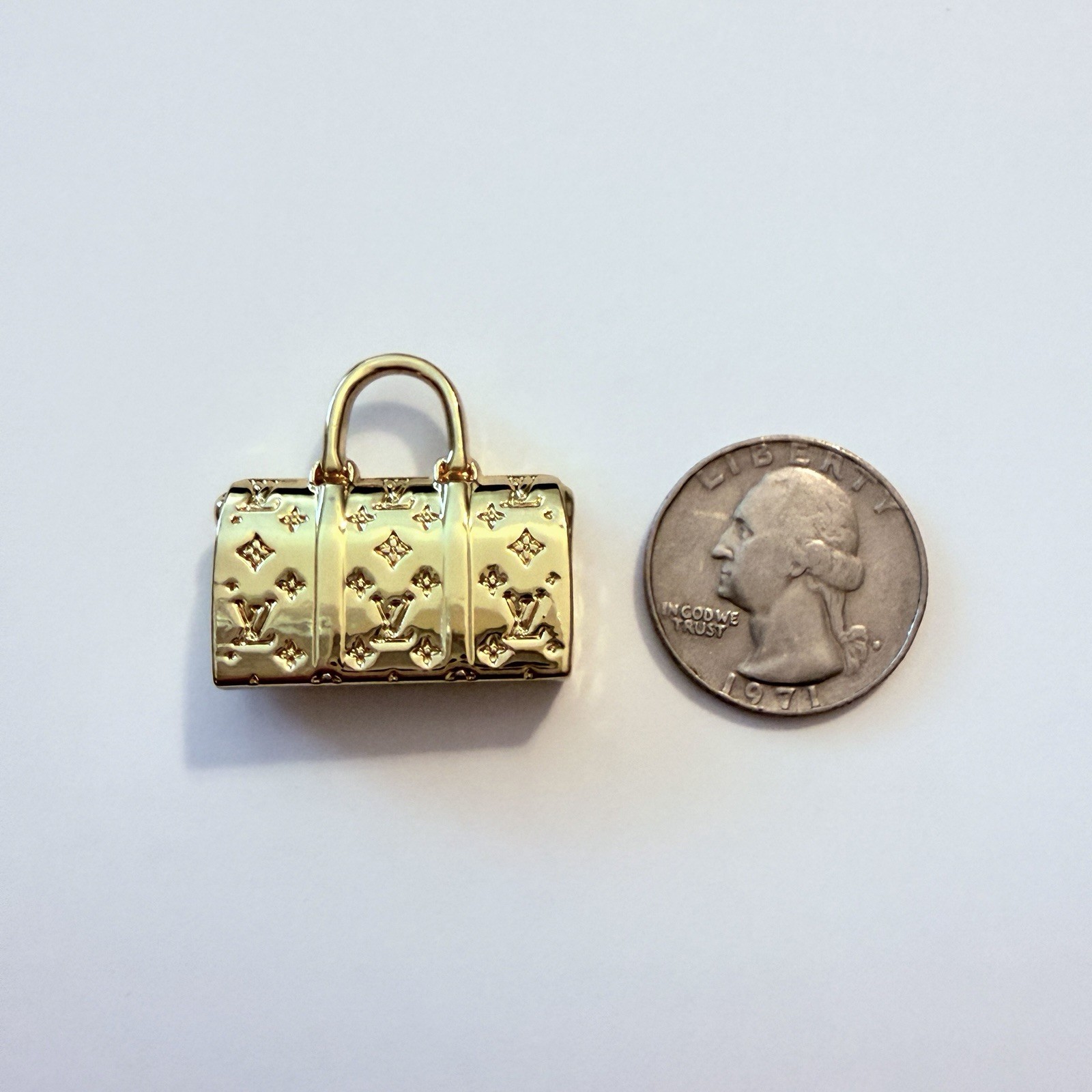 Designer Handbag Motif Bag Charm Pendant Gold Tone Solid Metal