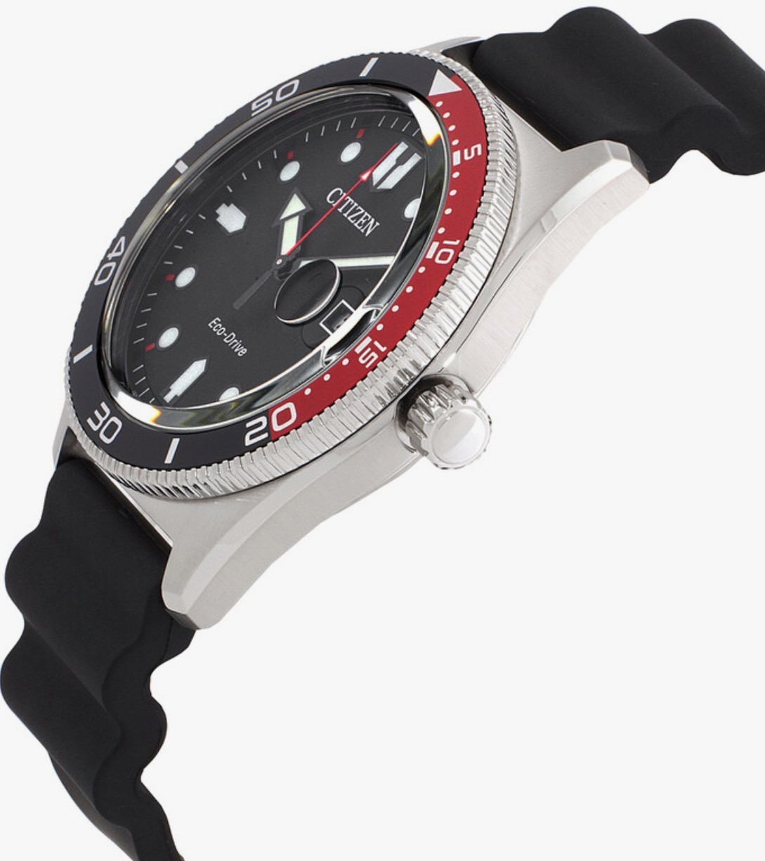 Citizen Men’s Watch Eco-Drive Power Reserve Black Dial Rubber Strap AW1769-10E
