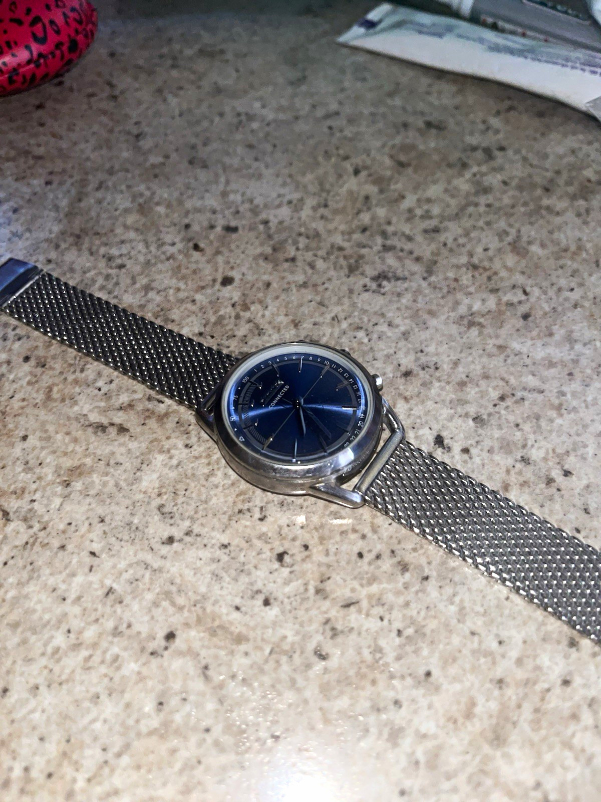 Citizen Connected Blue Sunburst Dial Analog Quartz Silver Mesh Band Watch