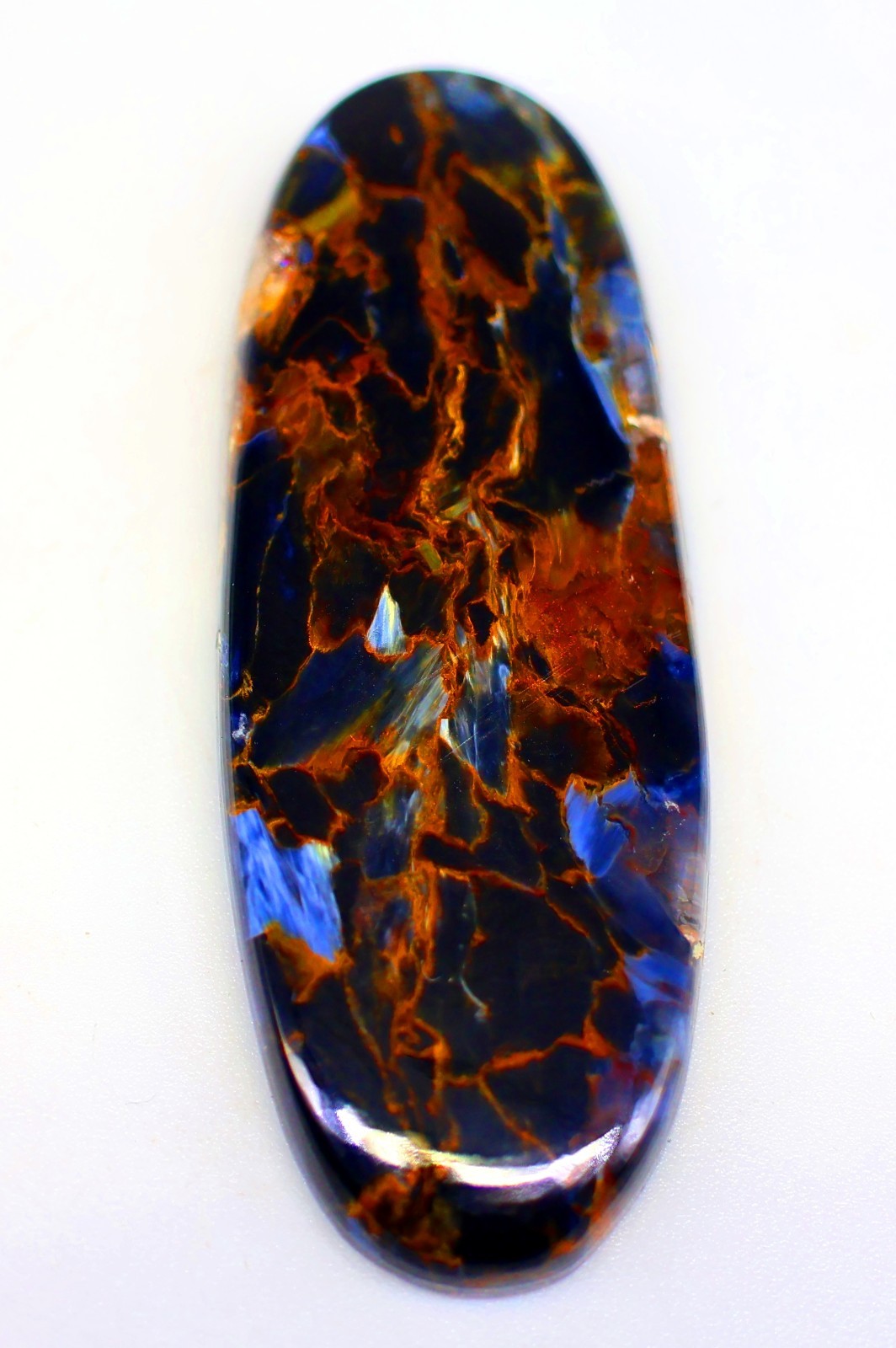61 Ct 5x20x52 mm Natural Fire Blue Pietersite Oval Cabochon Gemstone KZ-299
