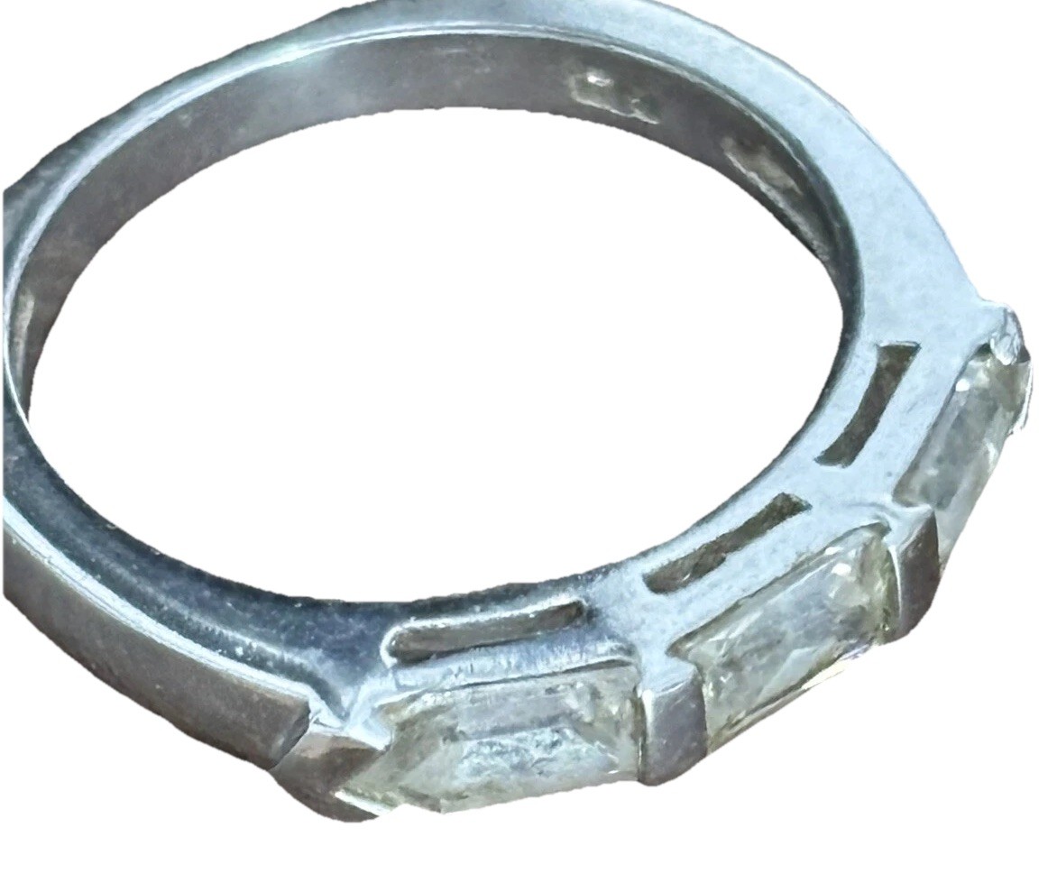 Wedding Band In Silver Tone/ Size 6/ Clear Rhinestones- None Missing