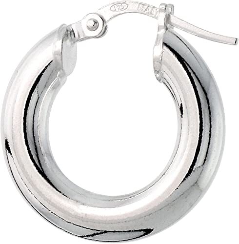Sterling Silver 4mm Thick Tube Hoop Earrings Plain Polished 3/4-2 3/8 inch Round