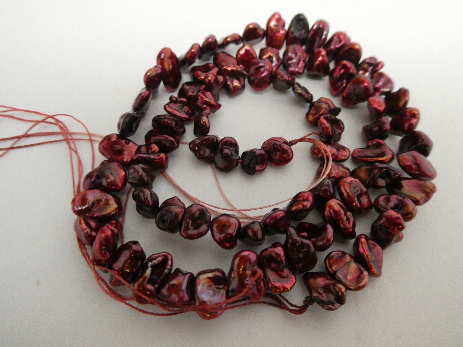 Freshwater Keishi Pearls Burgundy Red Maroon 7-8mm Beads 15.5″ Strand Bargain