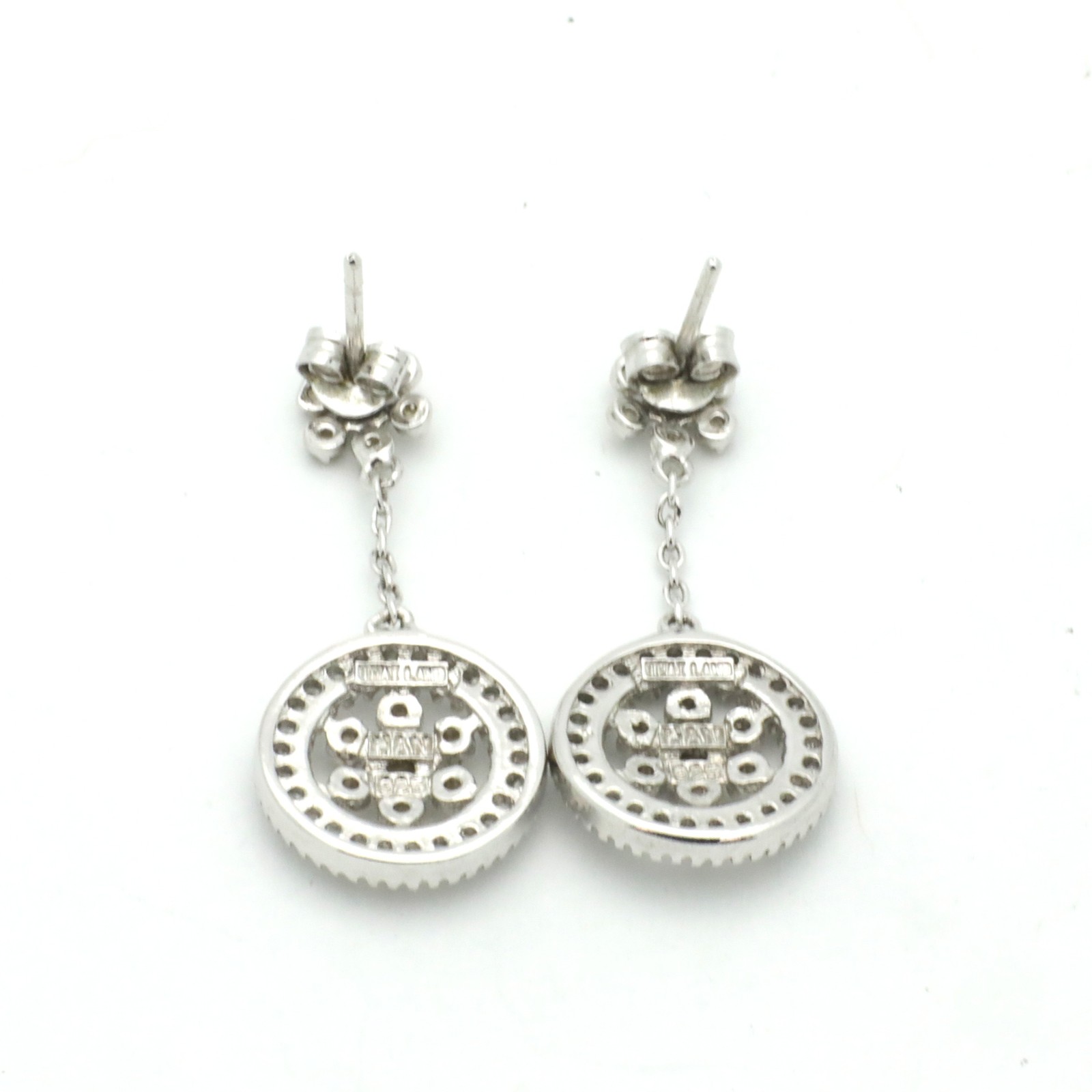 Vintage 1960s Sterling Silver Clear & Yellow Cubic Zirconia Drop Earrings-1.2” L