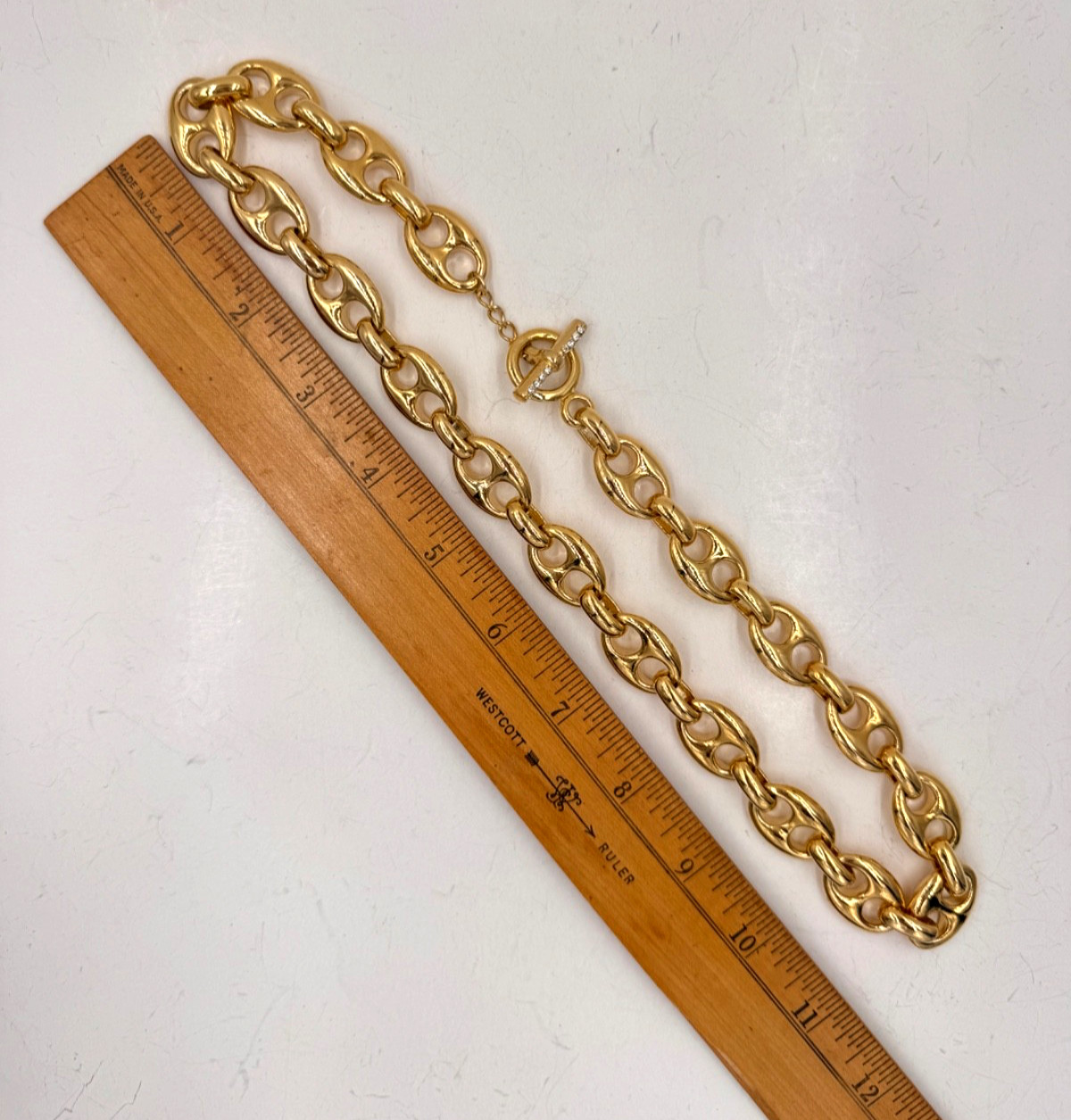 GUCCI CHAIN LINKS FABULOUS VINTAGE NECKLACE DECORATIVE TOGGLE CLASP RHINESTONES