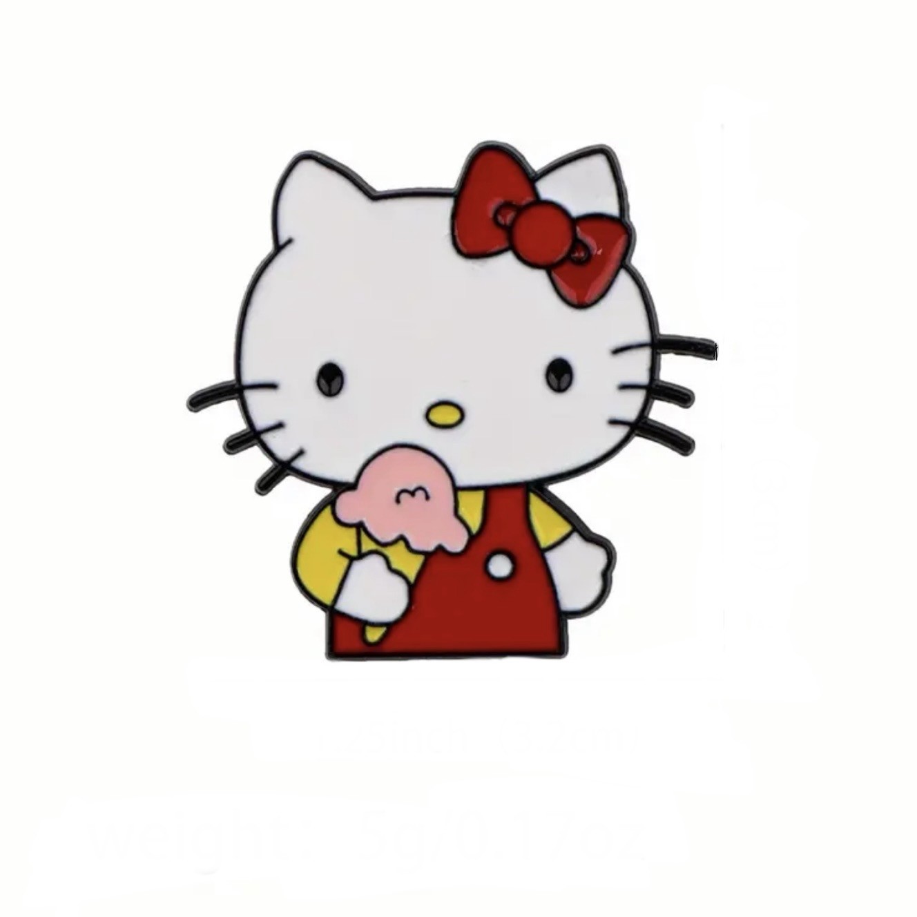 Hello Kitty Holding A Pink Strawberry Ice Cream, Enamel, Alloy, Pin, Brooch