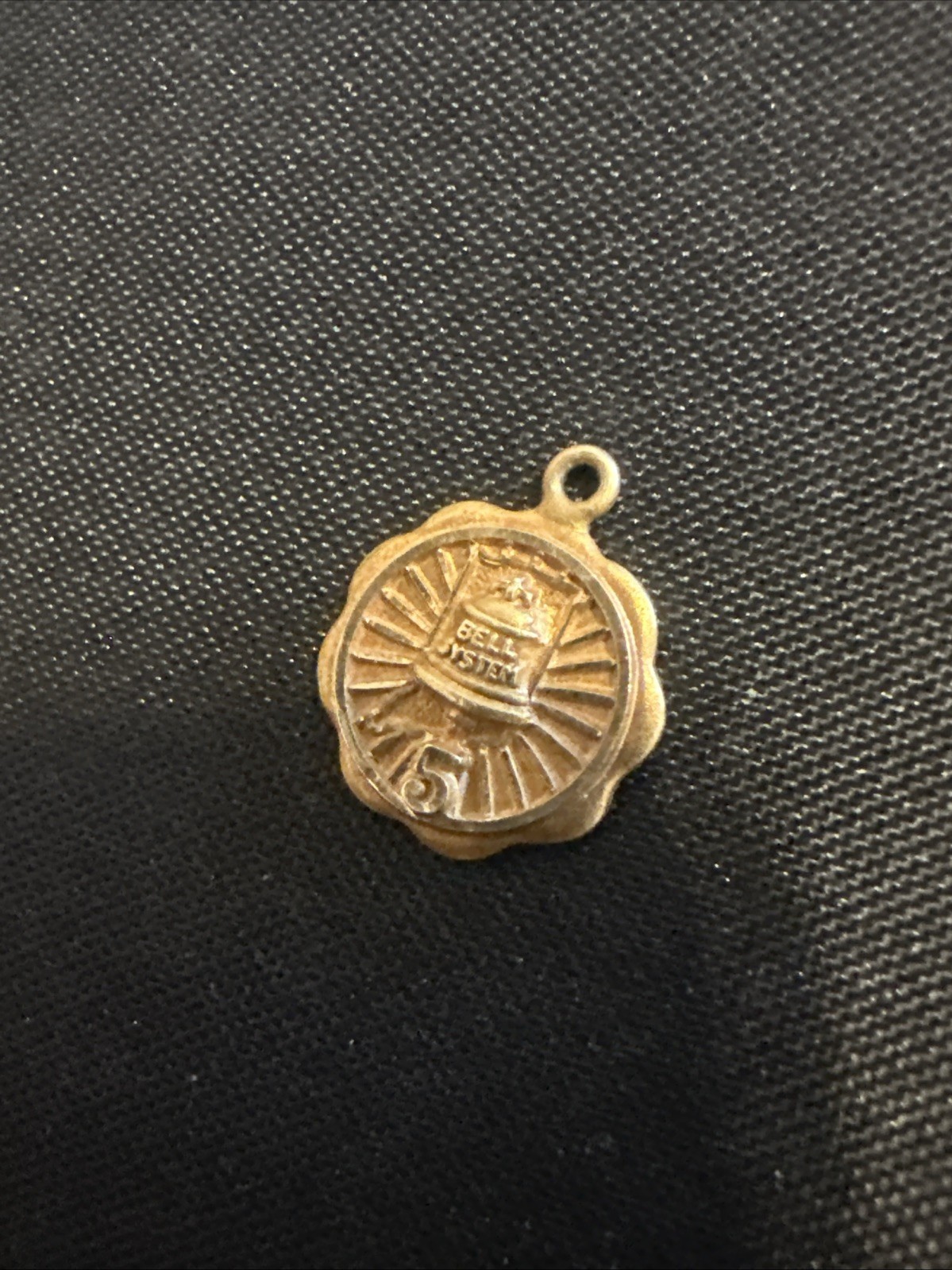 Vintage 14K Gold Bell Systems Telephone Service Award Charm Pendant 5 Years