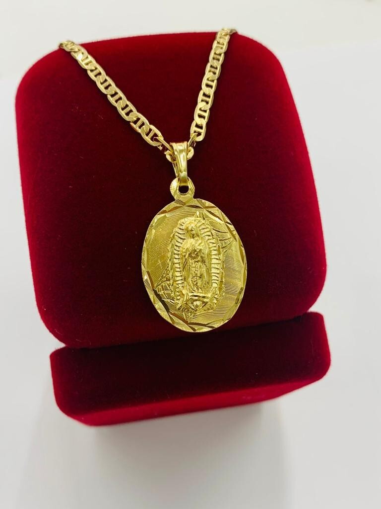 Cadena y Medalla de Virgen Guadalupe Oro Laminado para Mujer 20″ Necklace 2.5mm