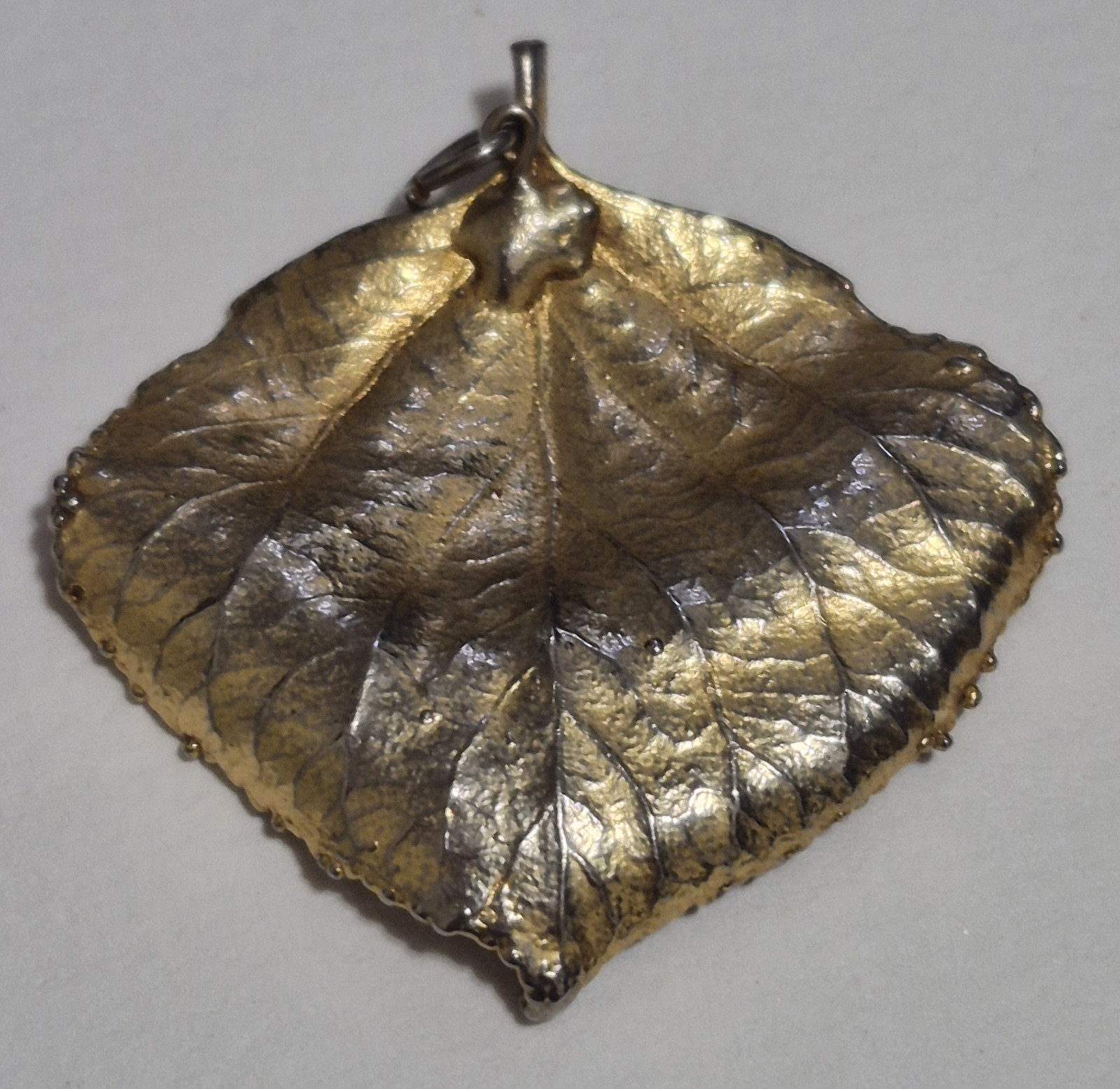 Vintage Gold Tone Real Leaf Pendant Nature Botanical Electroformed 7.5g
