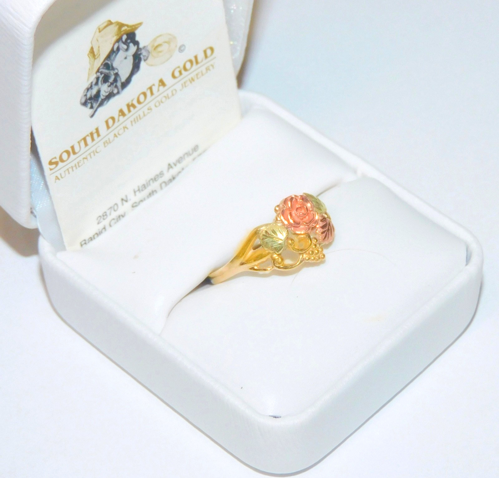 Black Hills Gold 10k Dakota Rose Leaves Ring Size 8 1/2