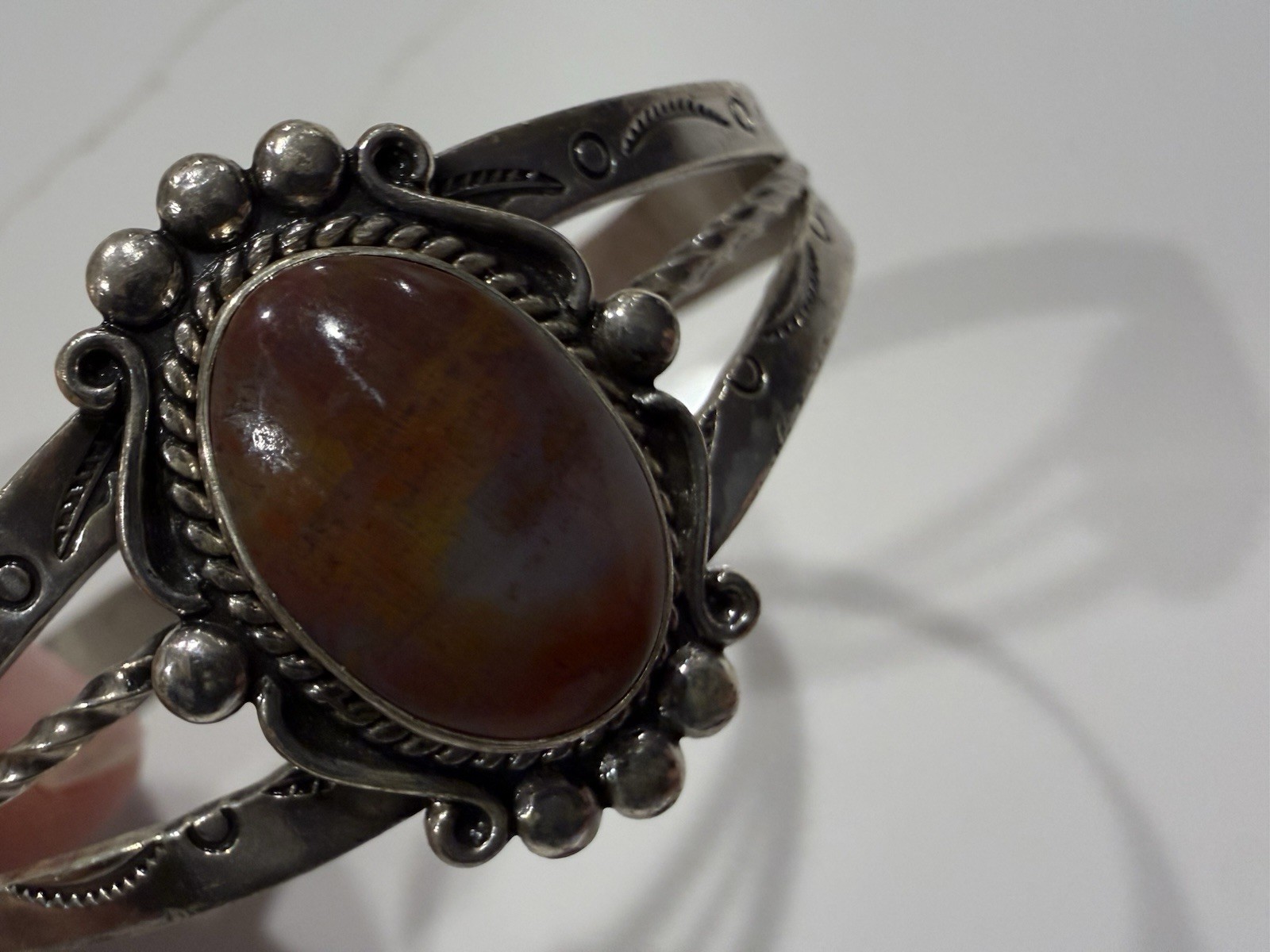 VINTAGE Fred Harvey Era Bracelet Bell Trading Post Carnelian Sterling Silver Old