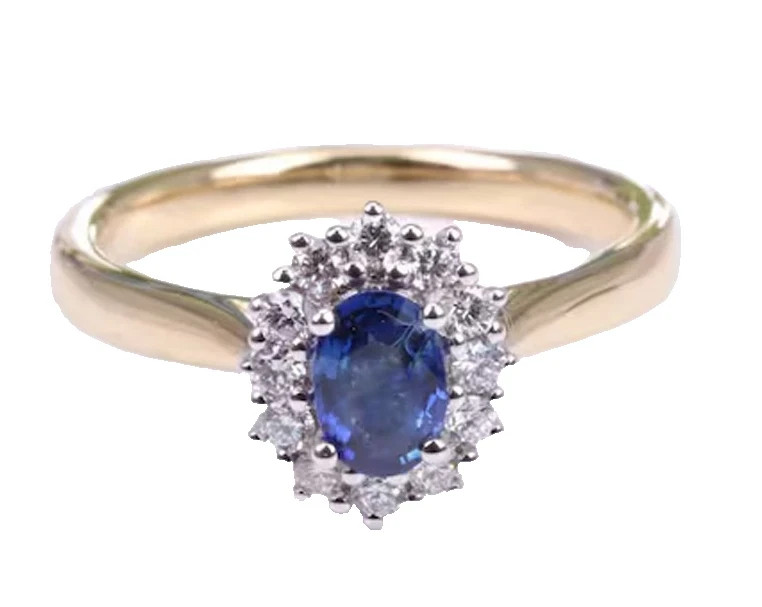 0.36ct Natural Diamond 14k BIS Hallmarked Yellow Gold Sapphire Wedding Ring