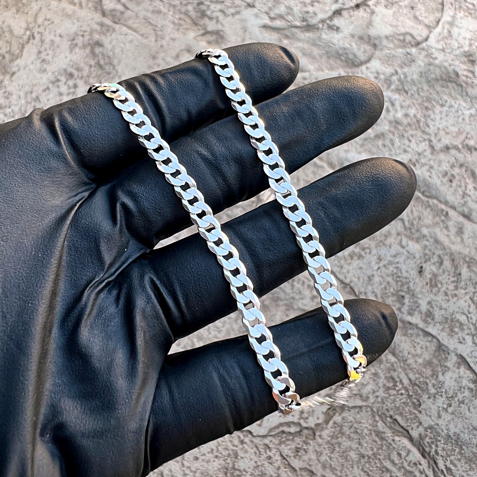 Real Italy 925 Sterling Silver Flat Cuban Link Chain Necklace Mens & Women 5MM