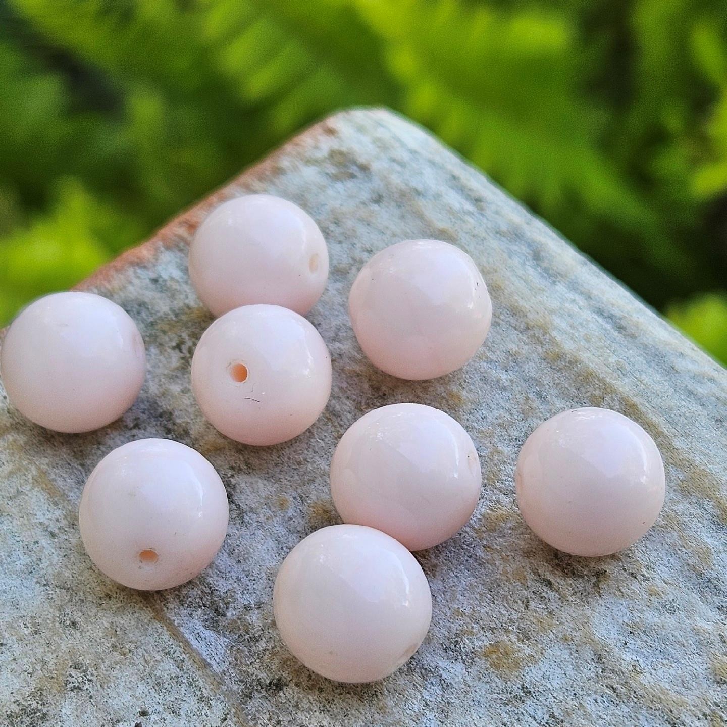 Polished Soft Pink Traditional German Pressed Glass Beads 10mm