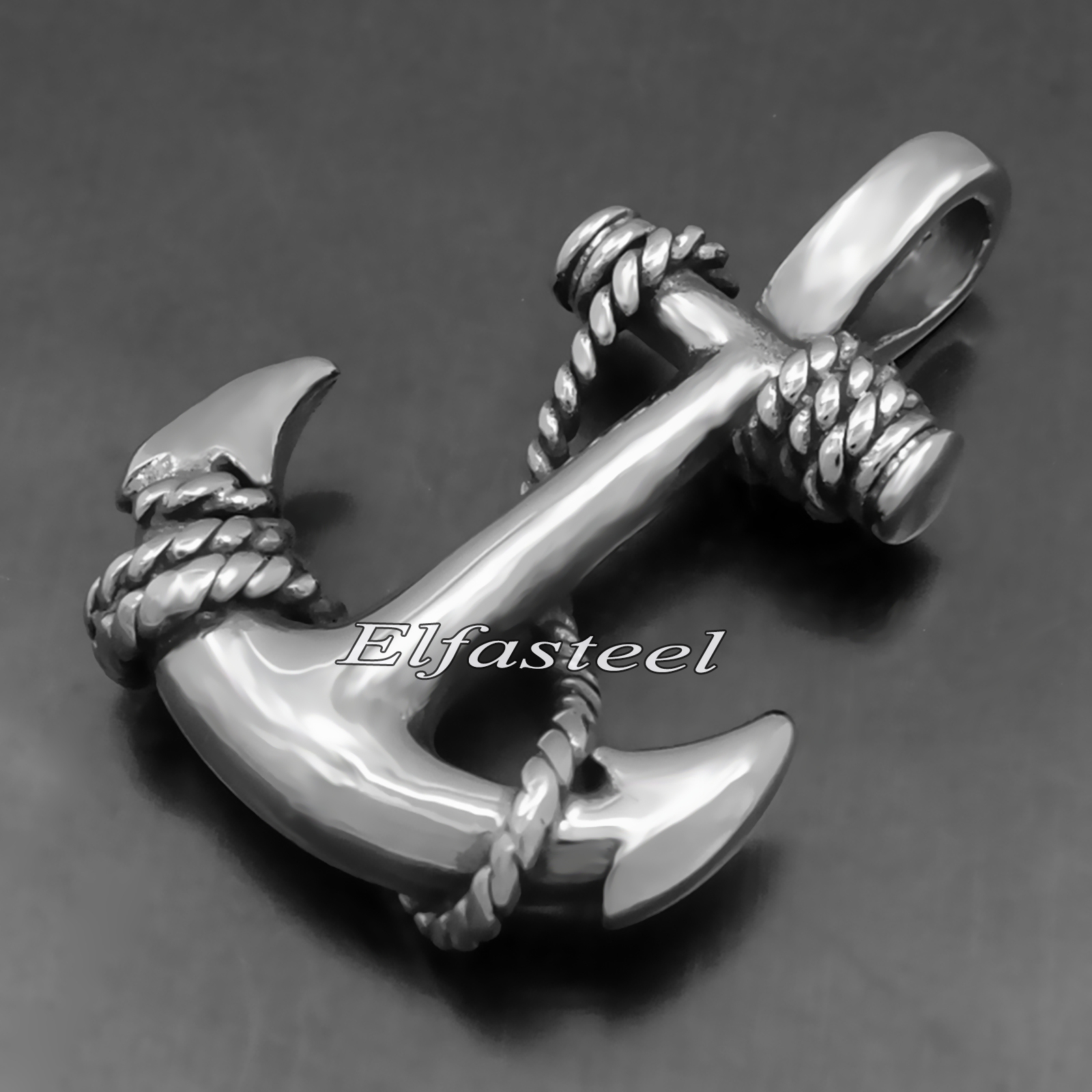 Men’s Boy’s Silver Tone ANCHOR 316L Stainless Steel Charm Pendant Necklace