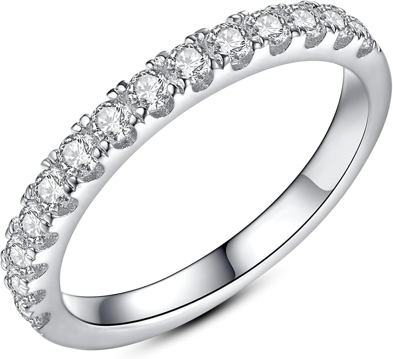 Moissanite Wedding Rings 925 Sterling Silver 18K White Gold Plated size 6