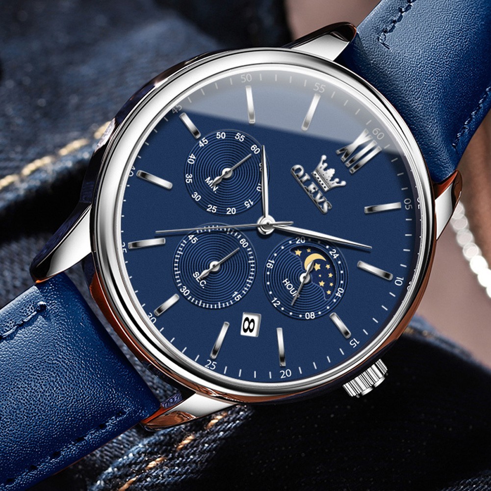OLEVS 2922 Luminous 3ATM Waterproof Man Present Leather Classy Hand Quartz Watch