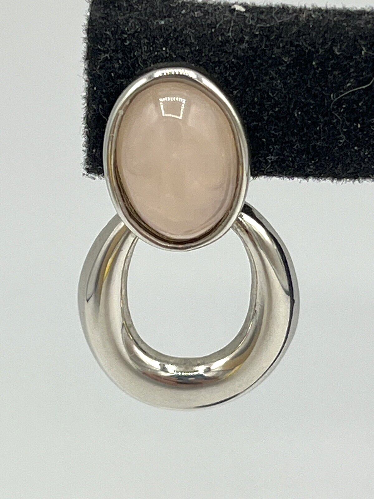 Silver Tone Dangle Moonstone Cream/Beige Post Earrings
