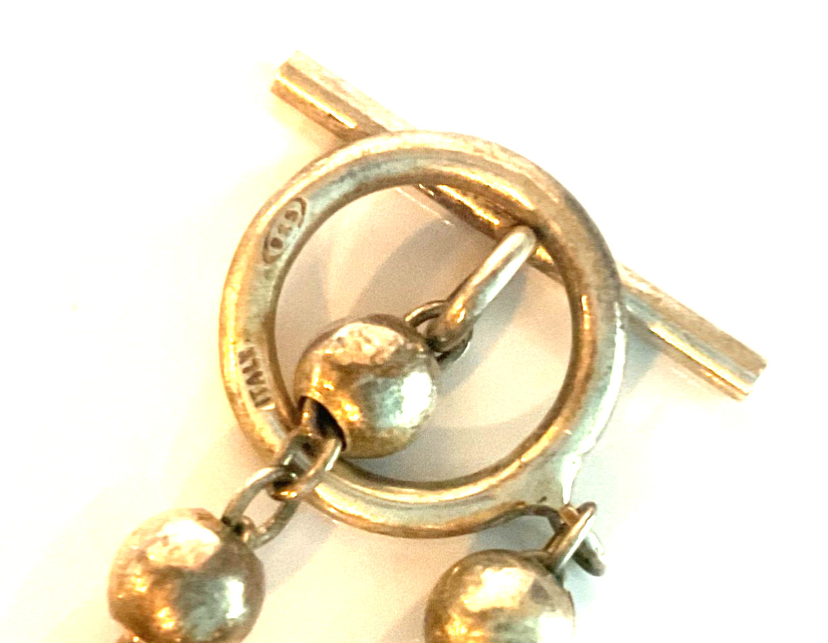 Vintage Italy Sterling Silver 925 Ball Bead Toggle Bracelet – 8.19 grams