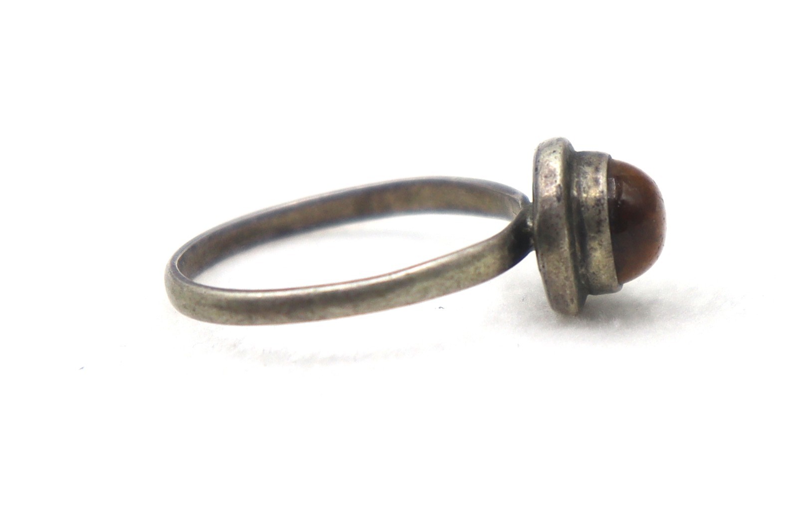 Vintage Sterling Silver Ring 7 US Size 1.72 Grams Natural Tiger Eye Gemstone