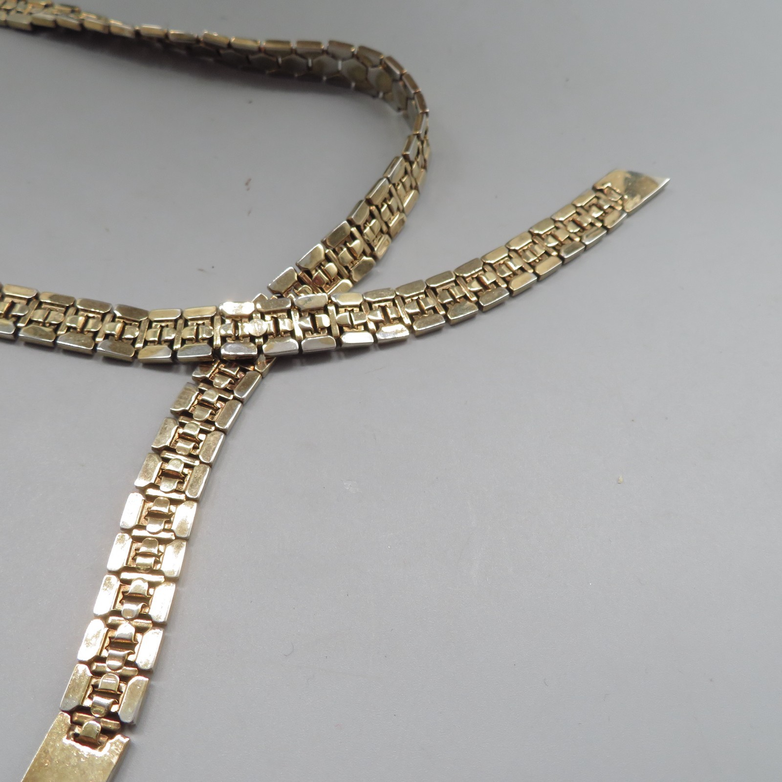Crown Trifari lariat tie Necklace snakeskin honeycomb Alfred Phillipe VTG AS IS