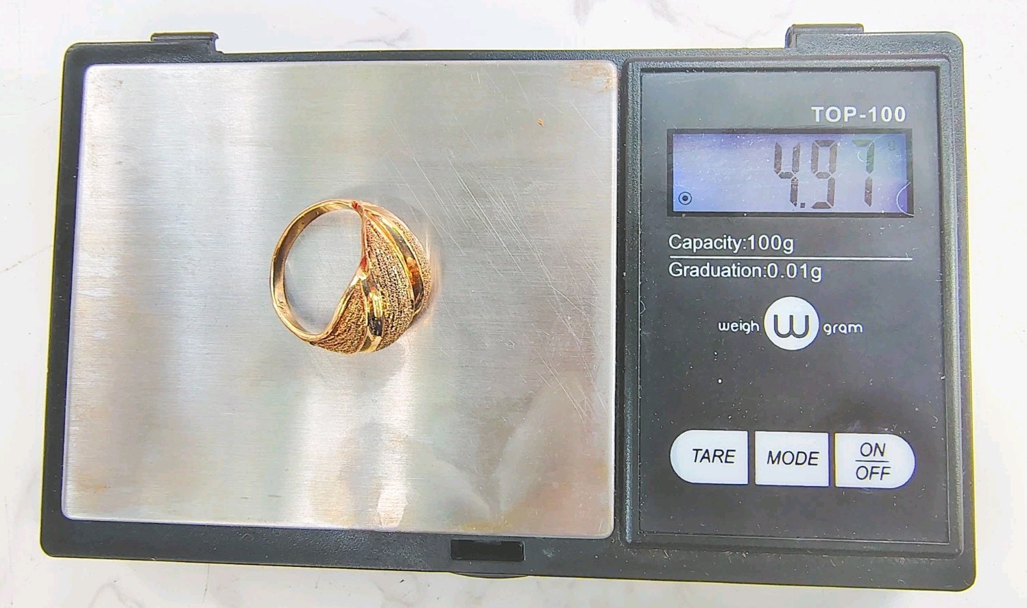 Antique 14K Yellow Gold Textured Dome Ring • Size 4.75 • 11.65mm • 4.97g