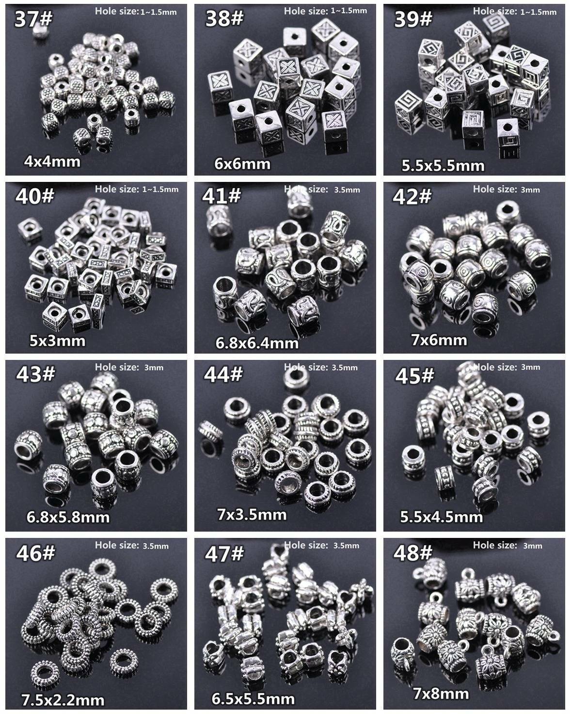 50pcs Tibetan Silver Metal Loose Spacer Craft Beads lot Wholesale Jewelry Making