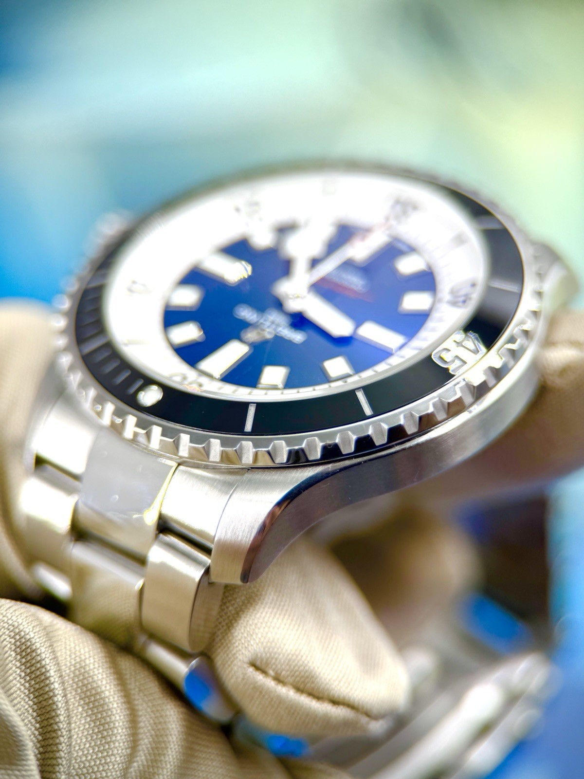 Breitling Superocean Automatic 44 300m Blue Dial Steel Bracelet Box Papers