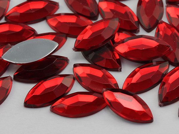 20x9mm Assorted Colors Flat Back Acrylic Navette Gems – 120 Pieces