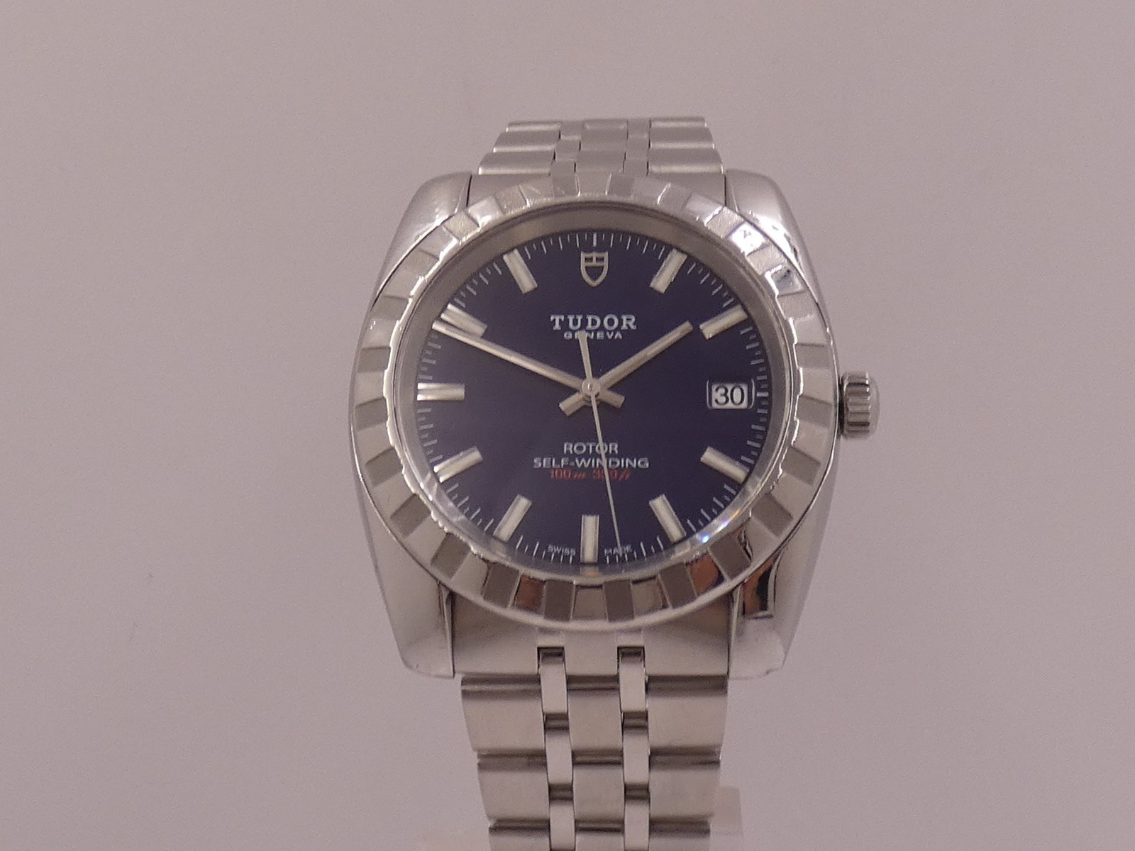 TUDOR CLASSIC DATE 21010 BOX&PAPERS YEAR 2012 BLUE DIAL AUTOMATIC STEEL WATCH