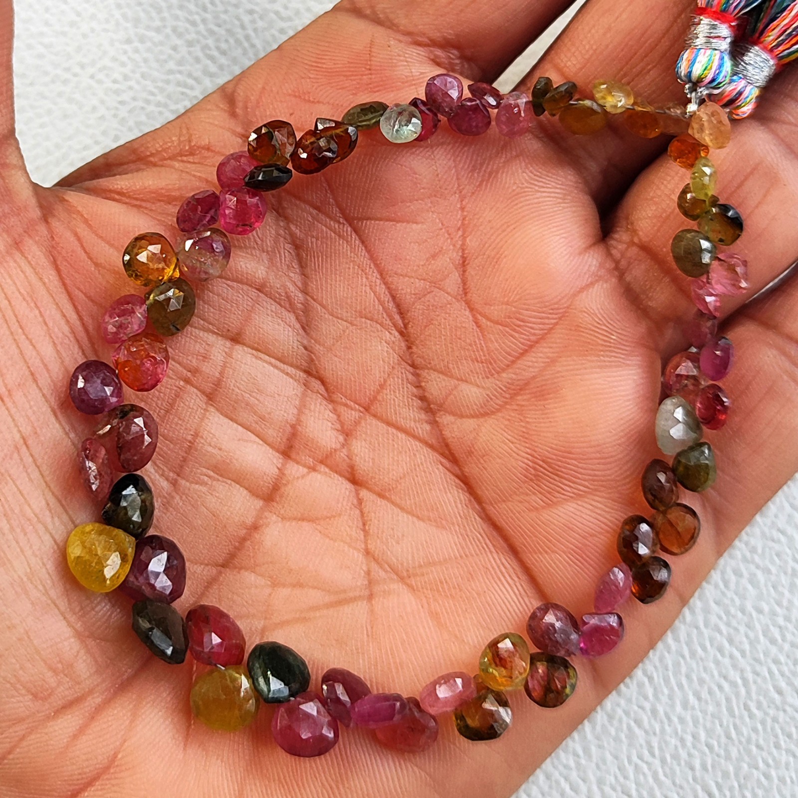 Brazilian Tourmaline 3-6 mm Faceted Heart Beads 8″ Strand Multicolor Gemstones