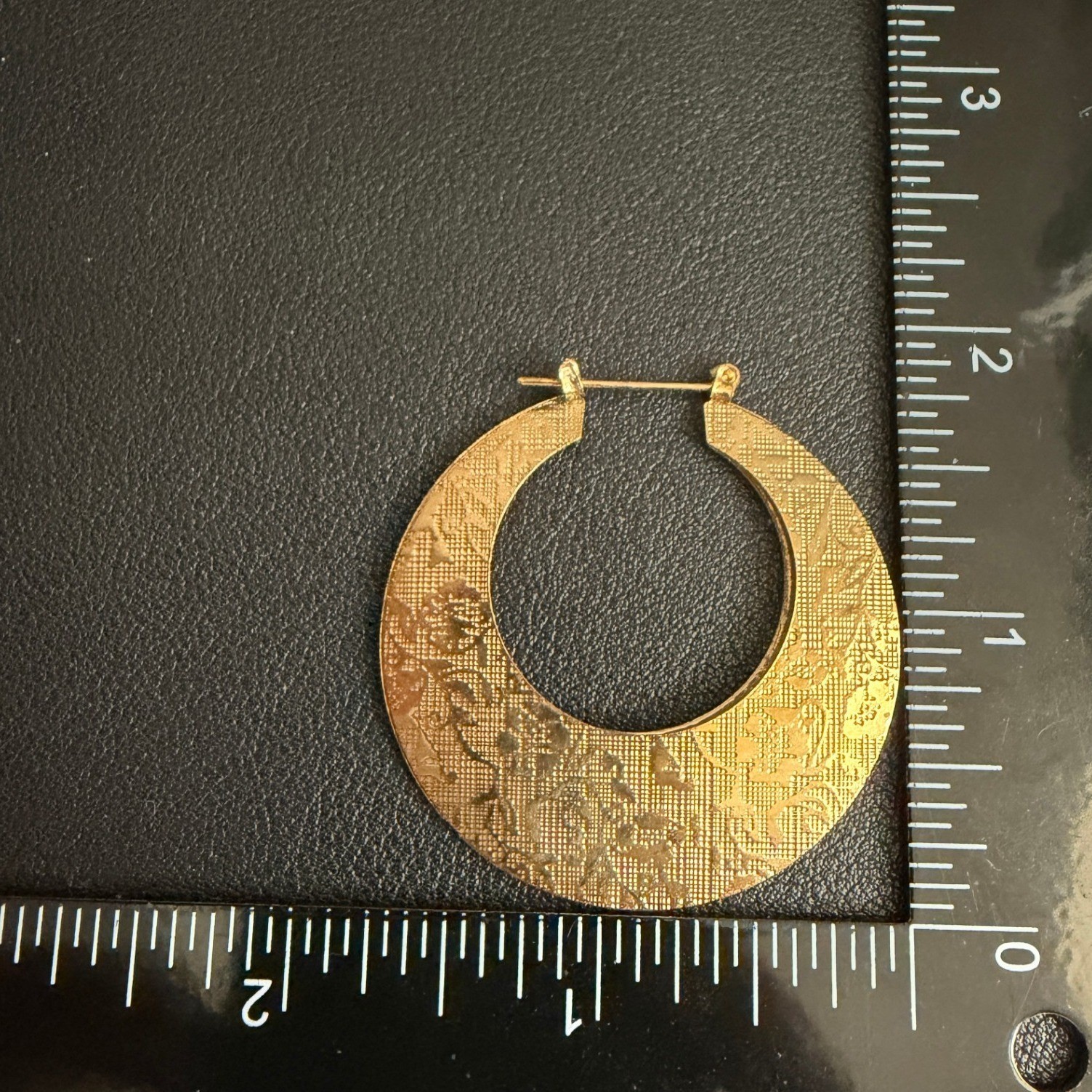 Vintage Hoop Earrings Gold Tone Embossed